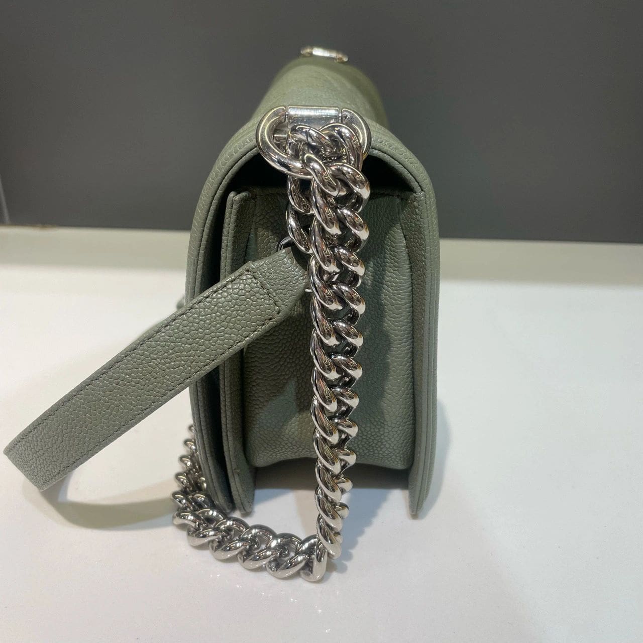 CHANEL MEDIUM BOY BAG CAVIAR LIGHT GREEN