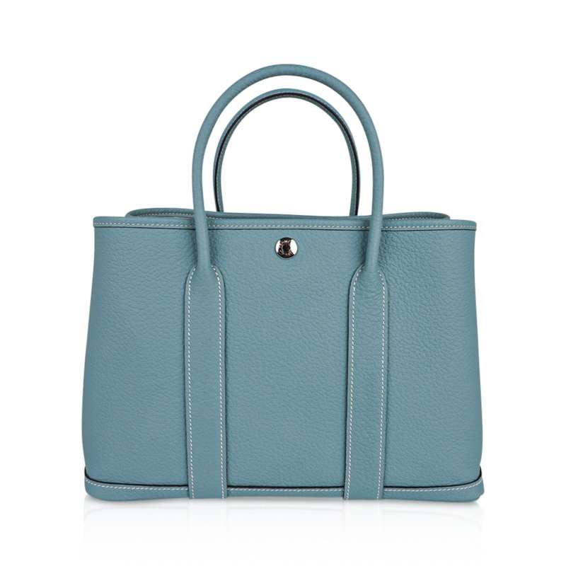 Bag Garden Party 30 Bag Ciel / Vache Country Leather Palladium New w/Box