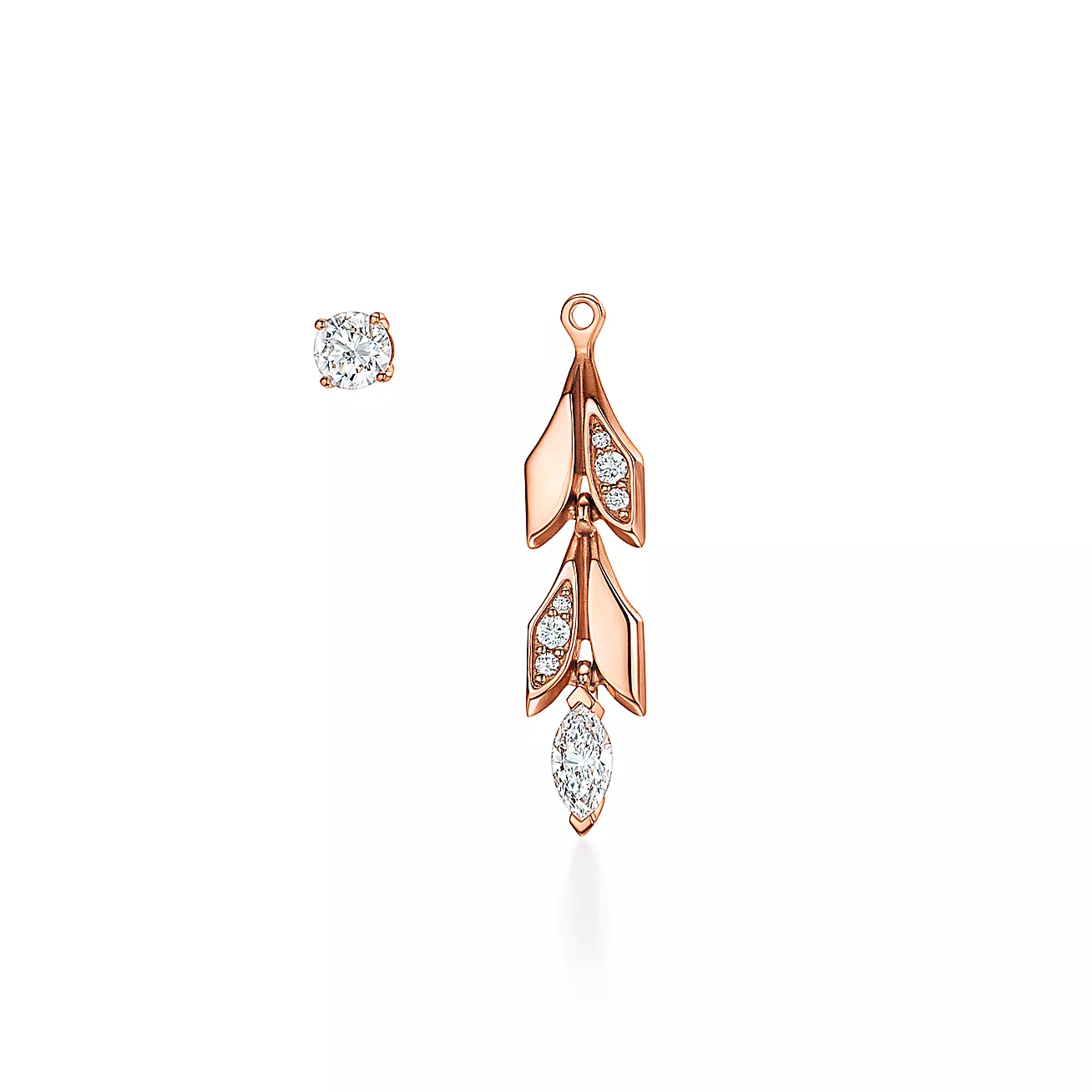 Tiffany & Co. Victoria Vine Convertible Drop Earrings in Rose Gold with Diamonds
