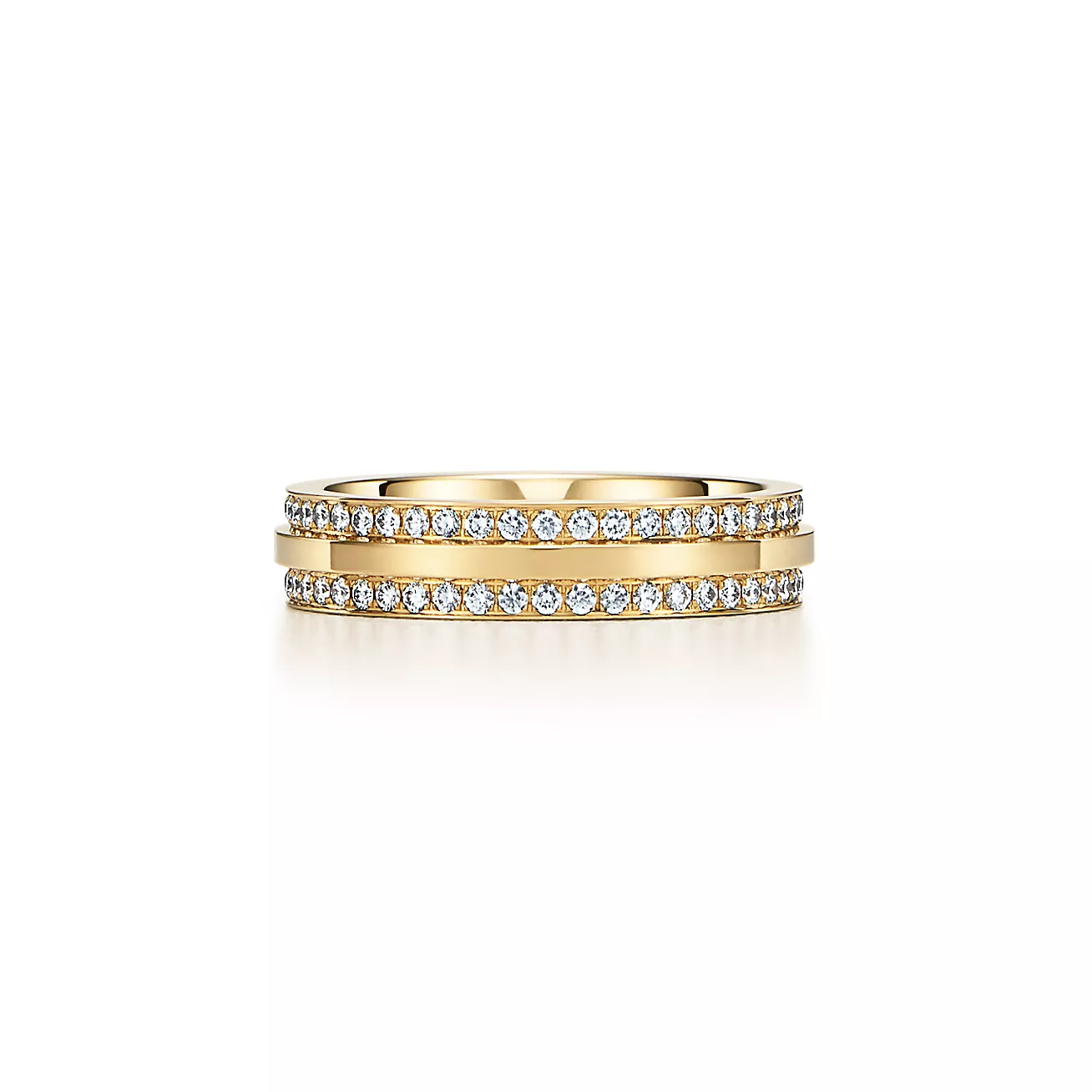 Tiffany & Co. T Narrow Pave Diamond Ring in Stainless steel and gold plating Gold