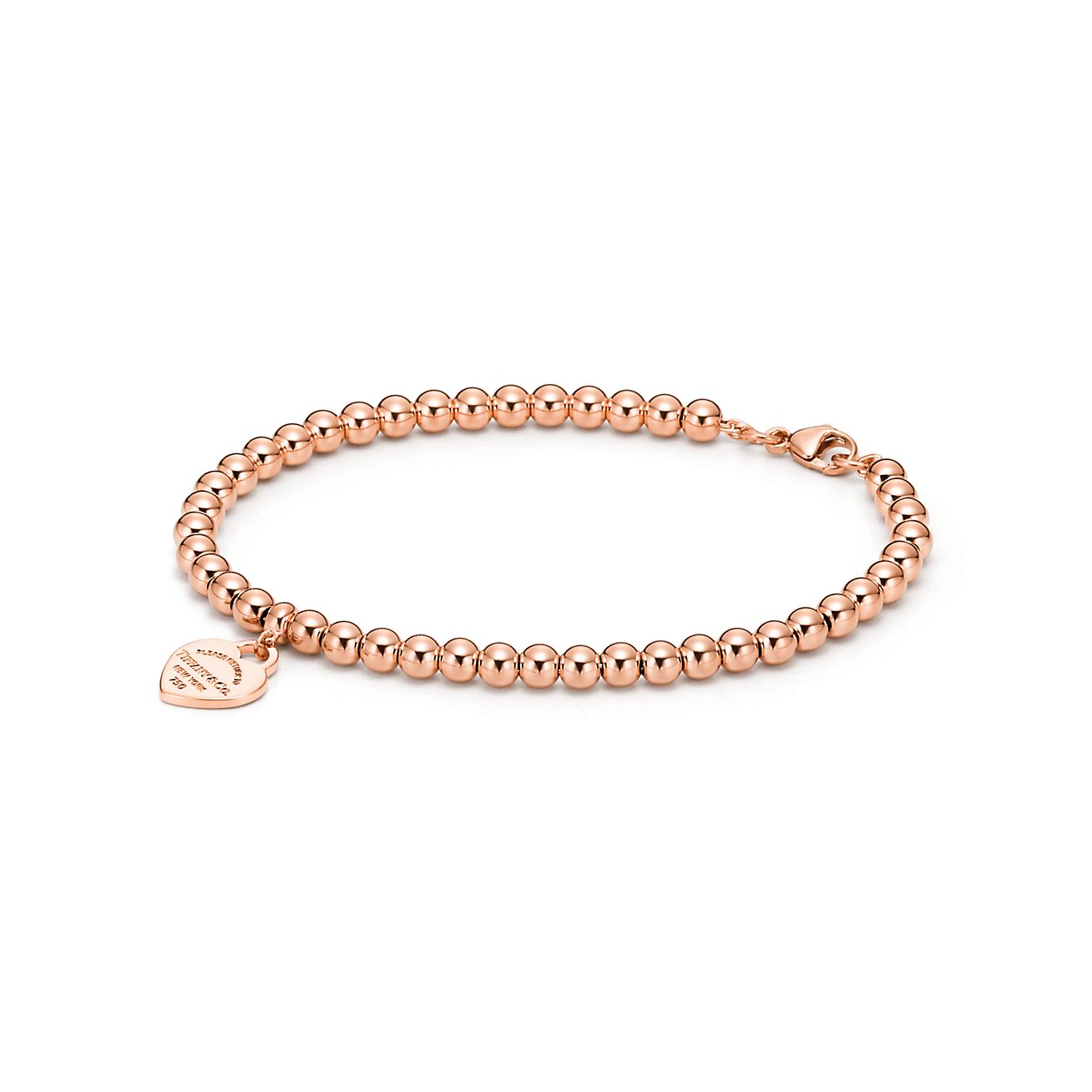 Tiffany & Co. Return to  Heart Tag Bead Bracelet in Rose Gold, 4 mm