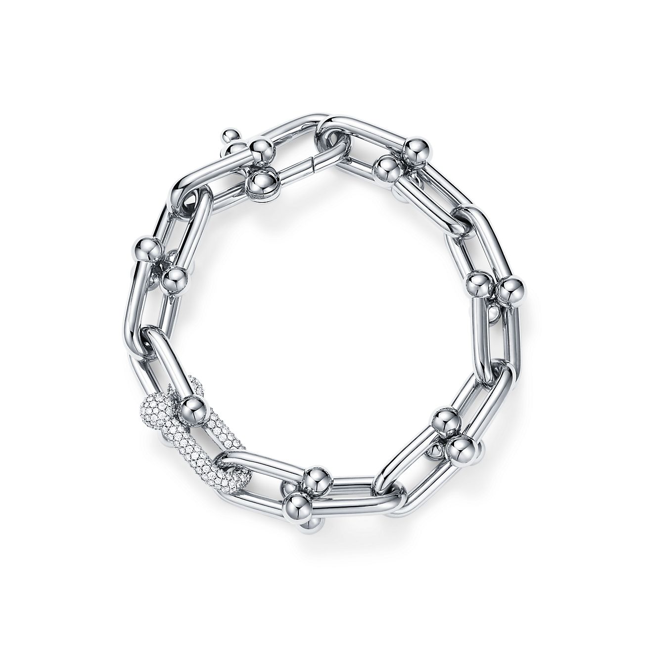 Tiffany & Co. HardWear Large Link Bracelet in White Gold with Diamonds