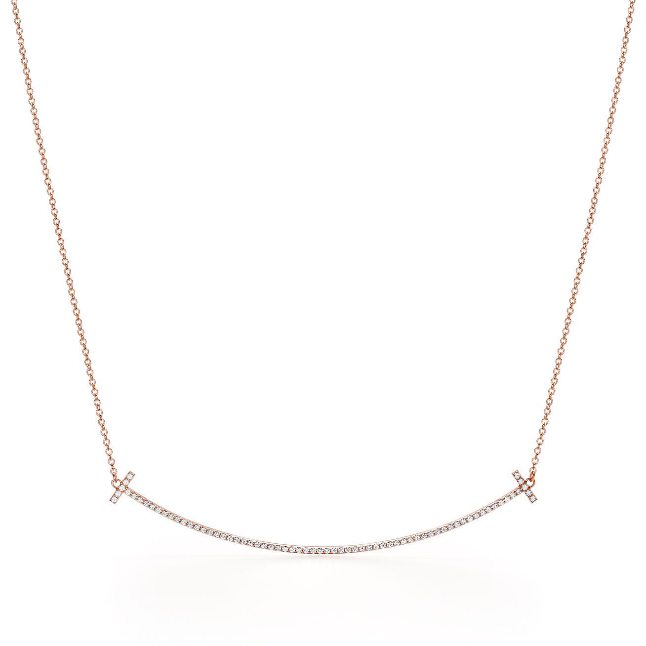 Tiffany & Co. T Smile Pendant in Rose Gold with Diamonds, Large