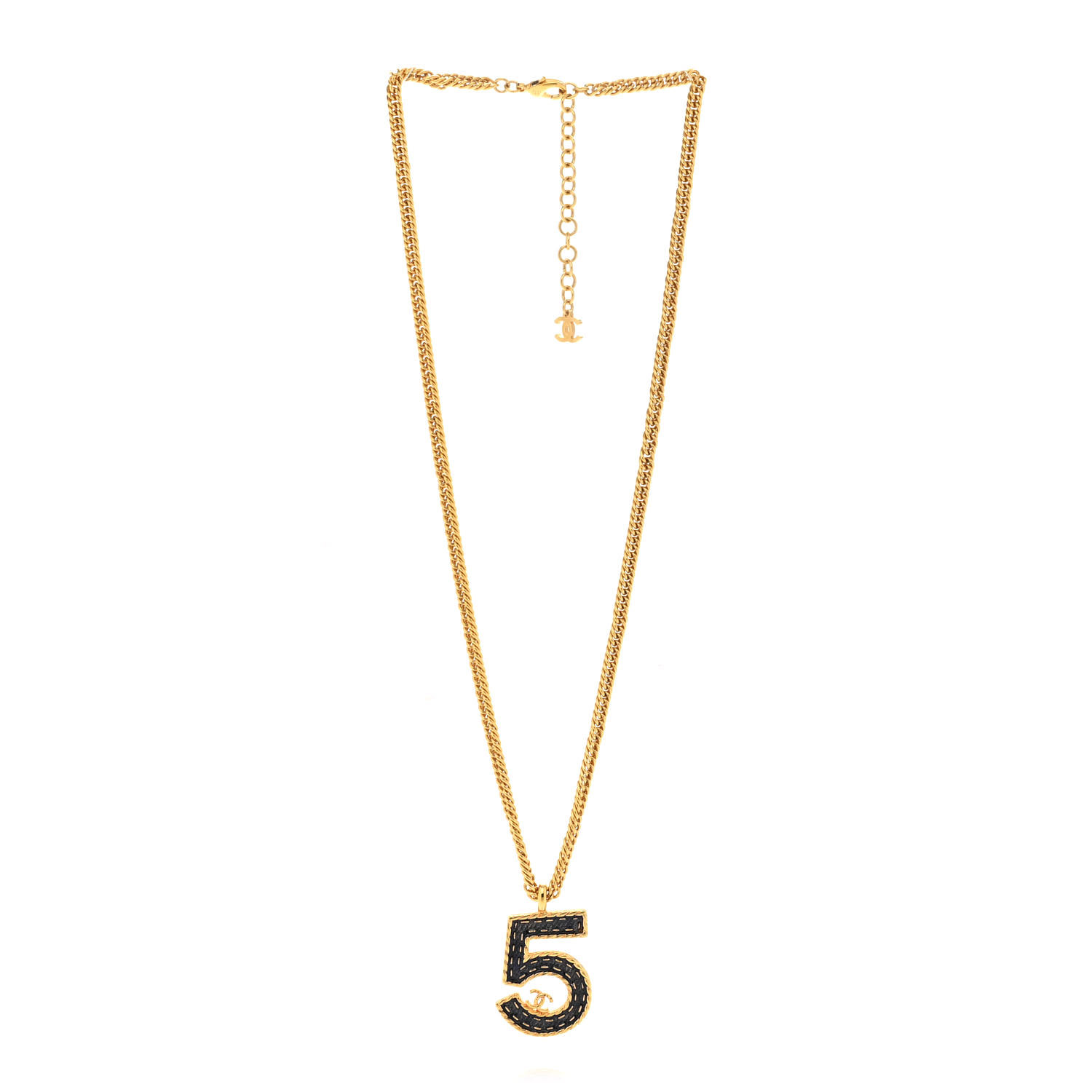 Metal Resin Chain CC No.5 Necklace Gold Blue
