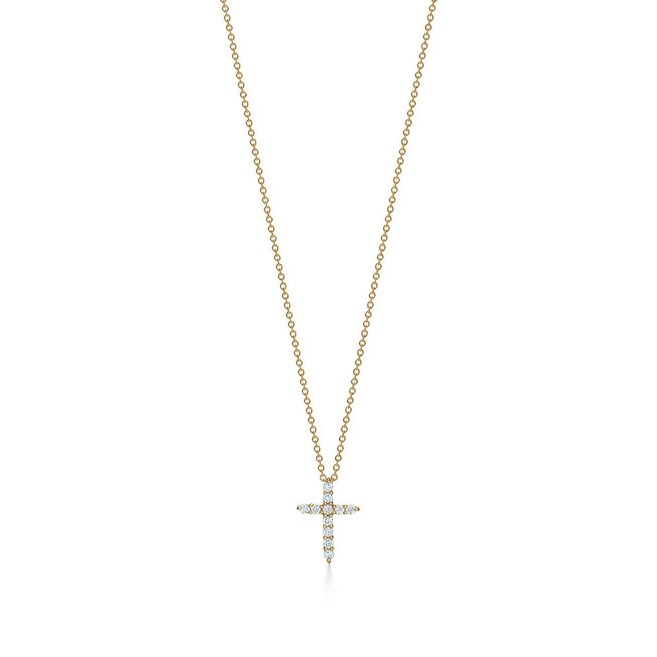 Tiffany & Co. Cross pendant in Stainless steel and gold plating gold with diamonds, mini