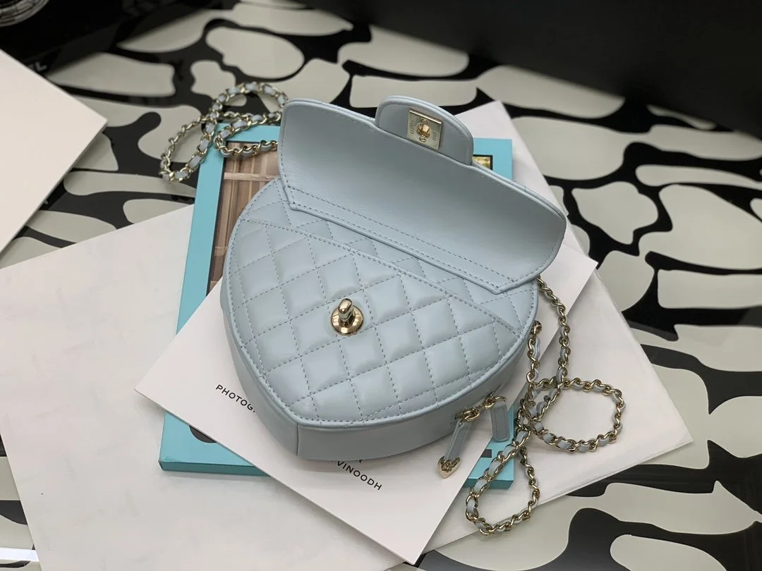 Chanel Mini Heart Bag Grey For Women 7in/18cm AS3191 B07958