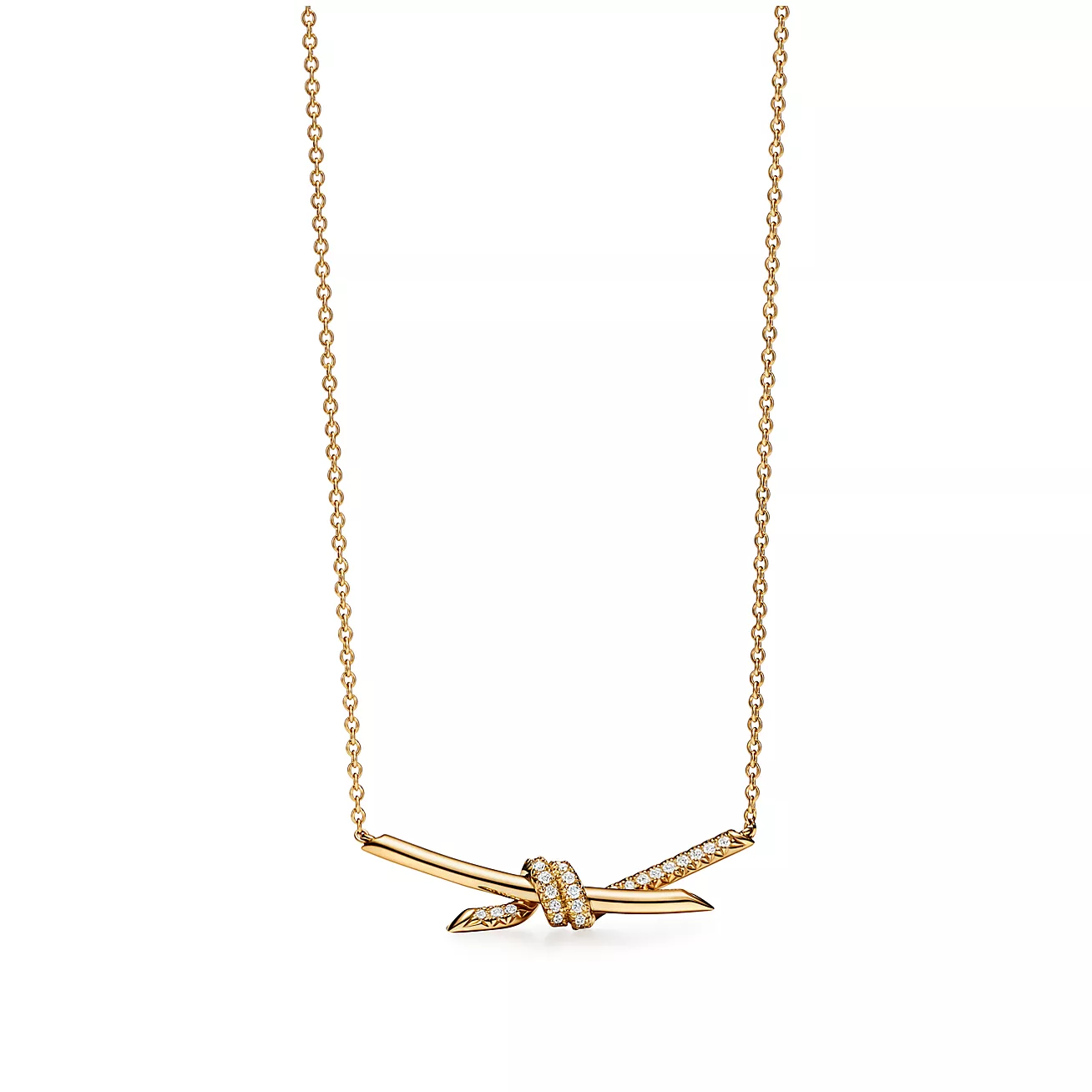 Tiffany & Co. Knot Pendant in Yellow Gold with Diamonds
