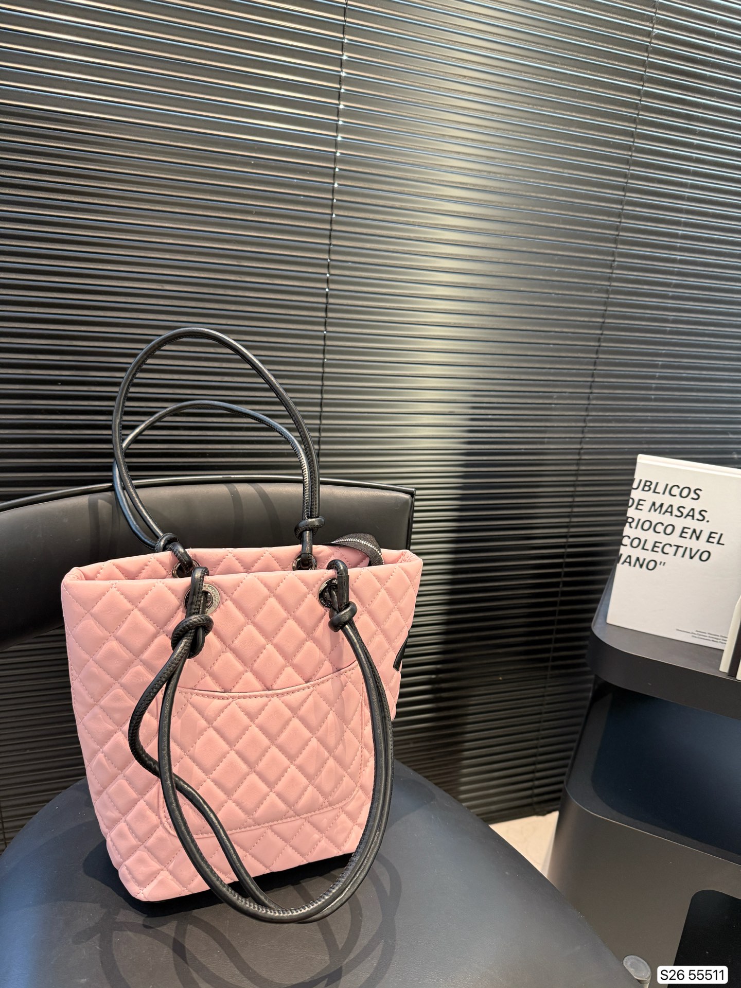 Chanel Pink Quilted Lambskin Leather Medium Cambon Tote