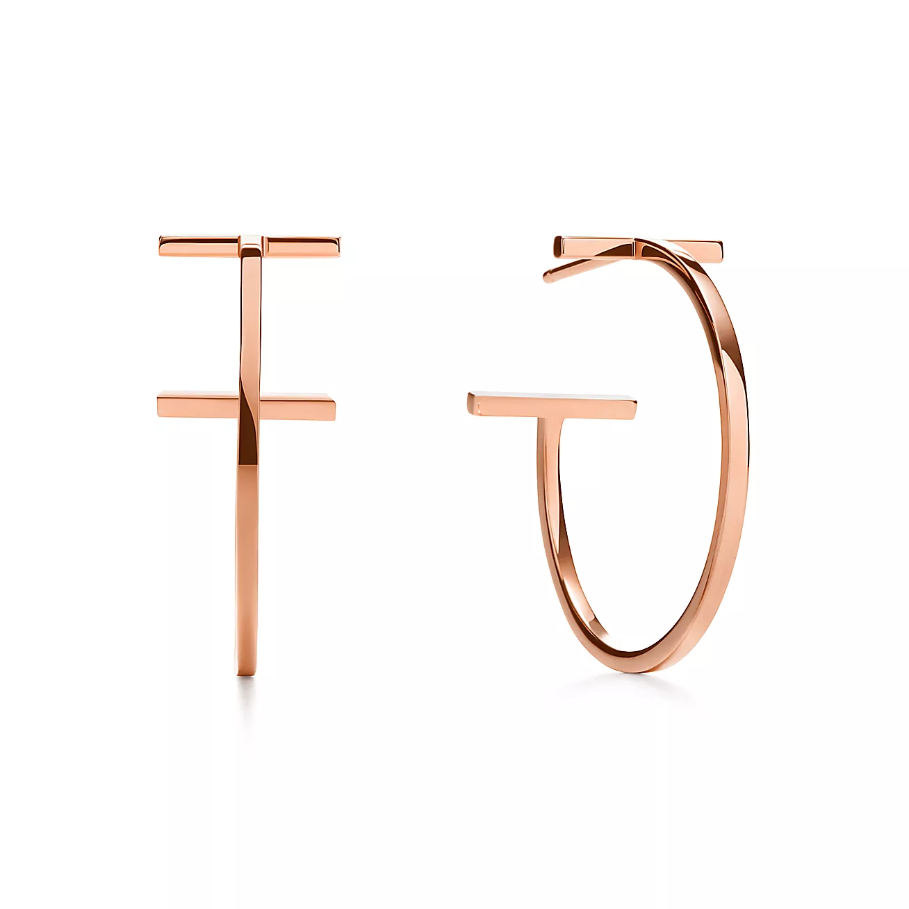 Tiffany & Co. T Hoop Earrings in Stainless steel and gold plating Rose Gold