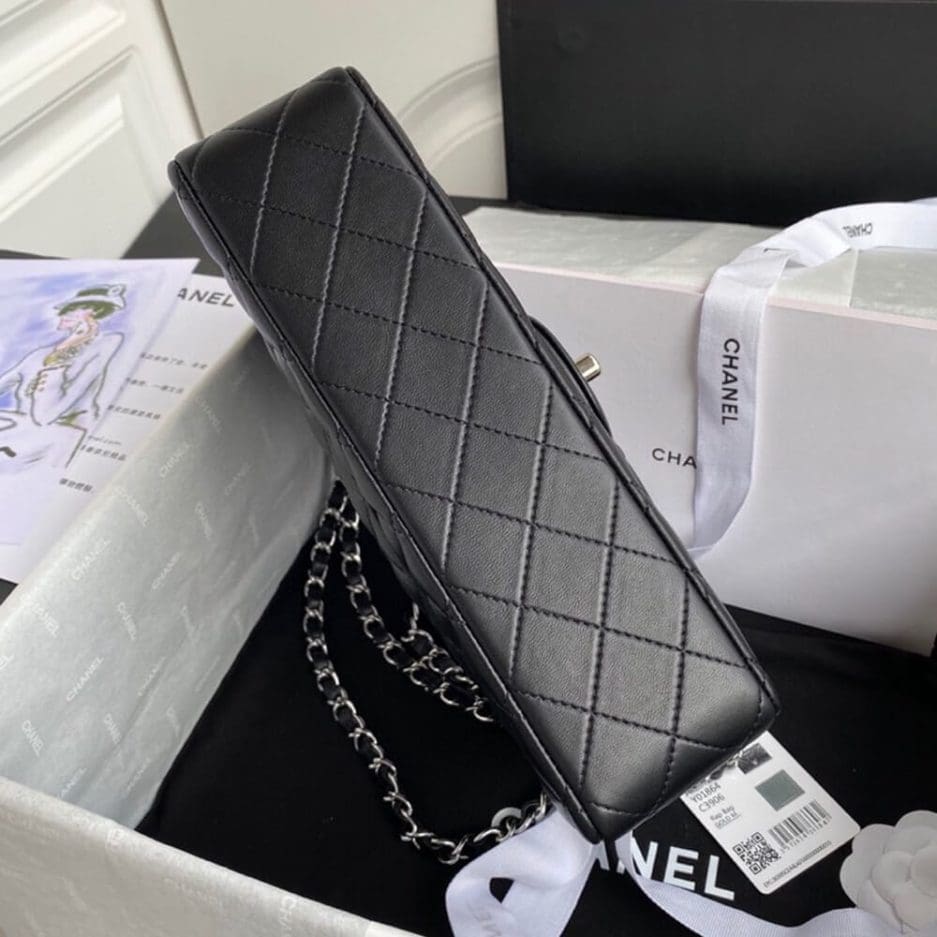 Chanel Classic Handbag Lambskin & Silver Metal A01112