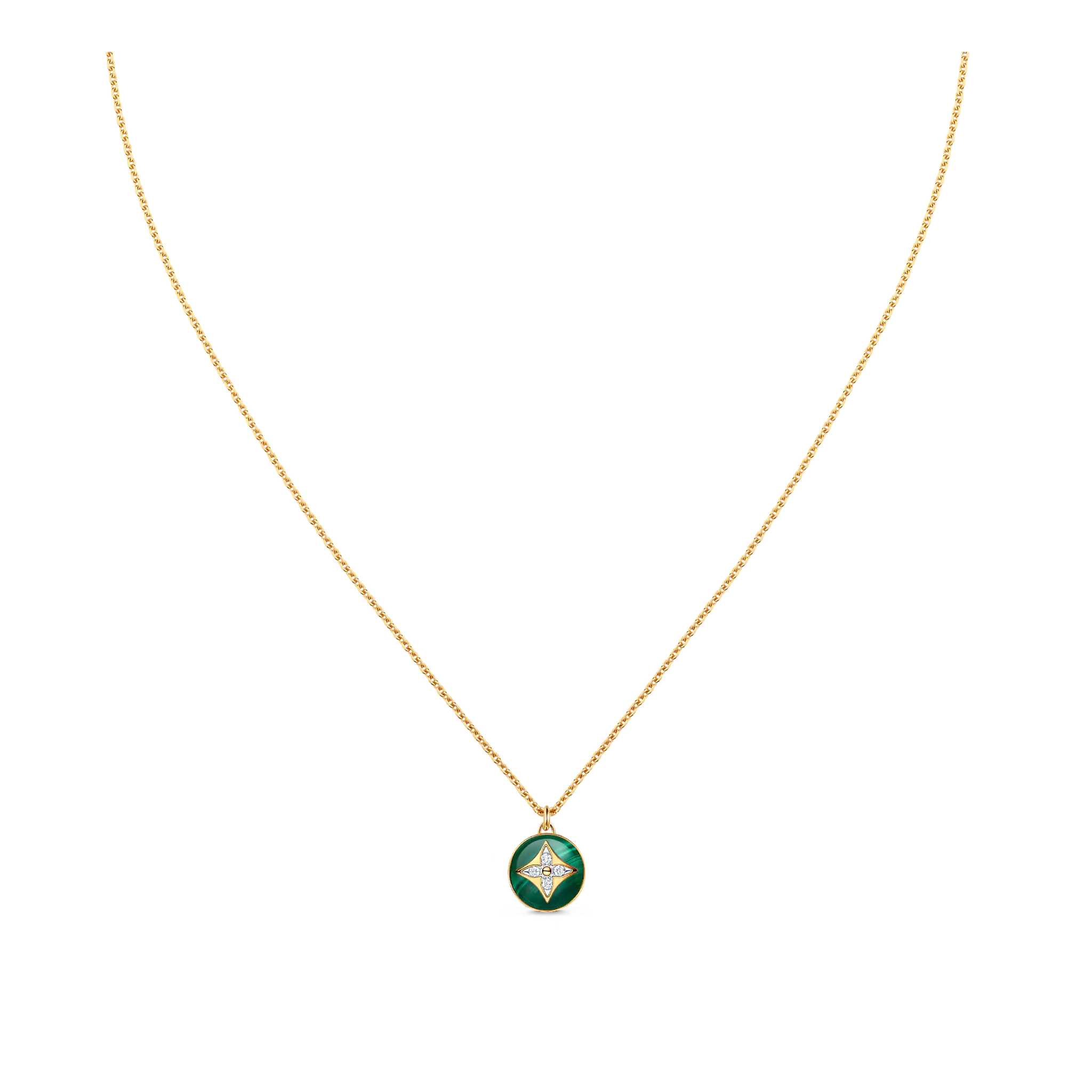 Louis Vuitton B Blossom Pendant, Yellow Gold, White Gold, Malachite And Diamonds