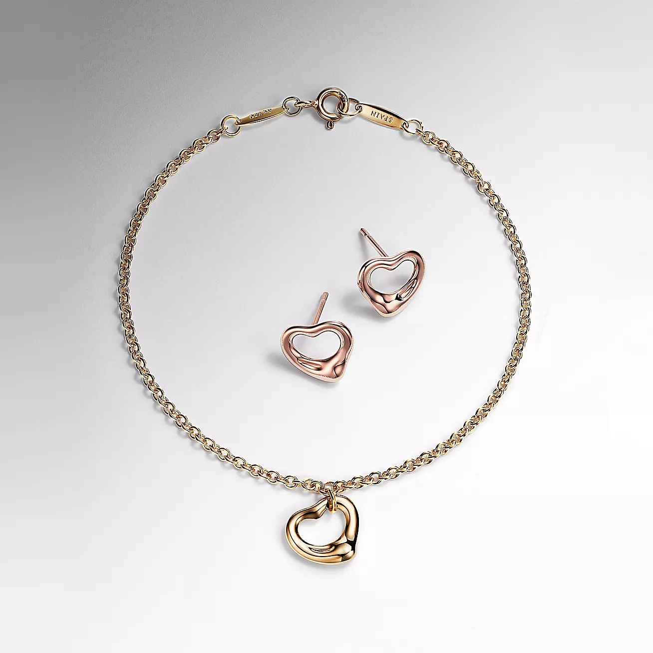 Tiffany & Co. Elsa Peretti Open Heart Stud Earrings in Rose Gold, 11 mm