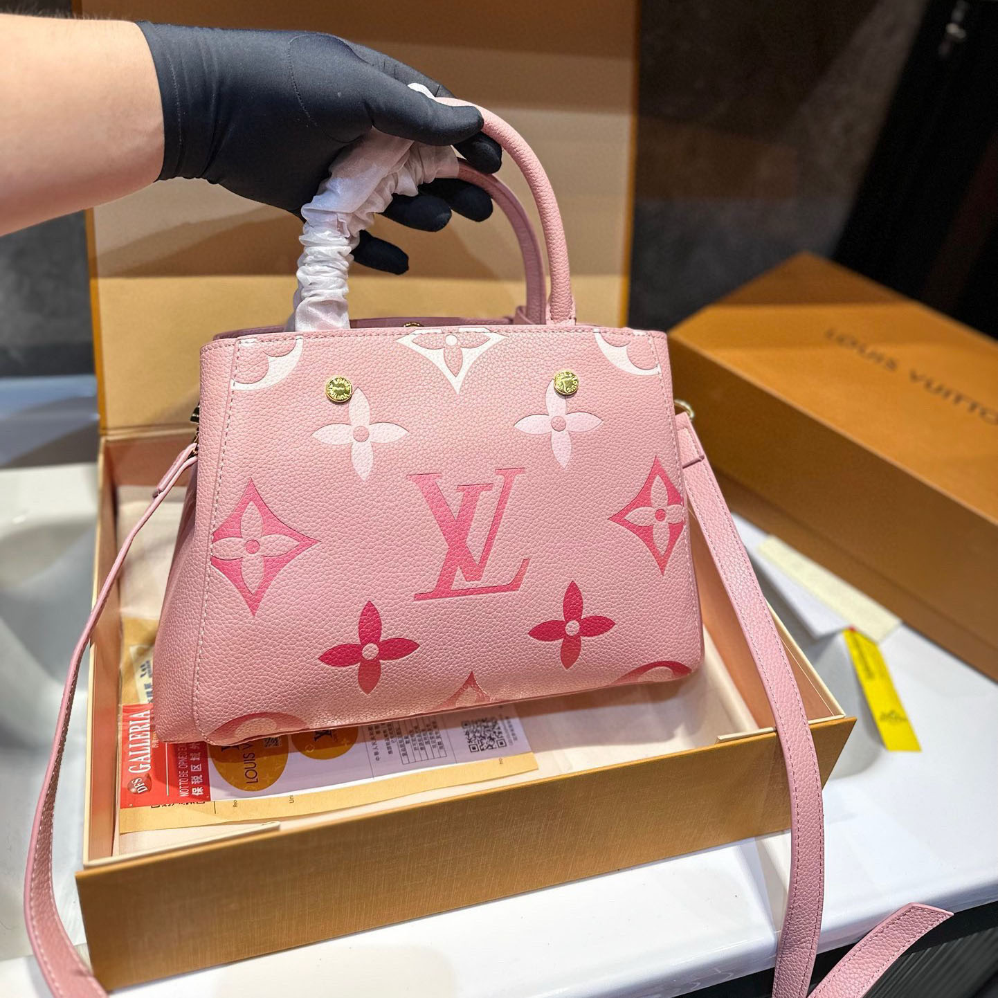 Bicolor Monogram Emplant Shoulder Bag