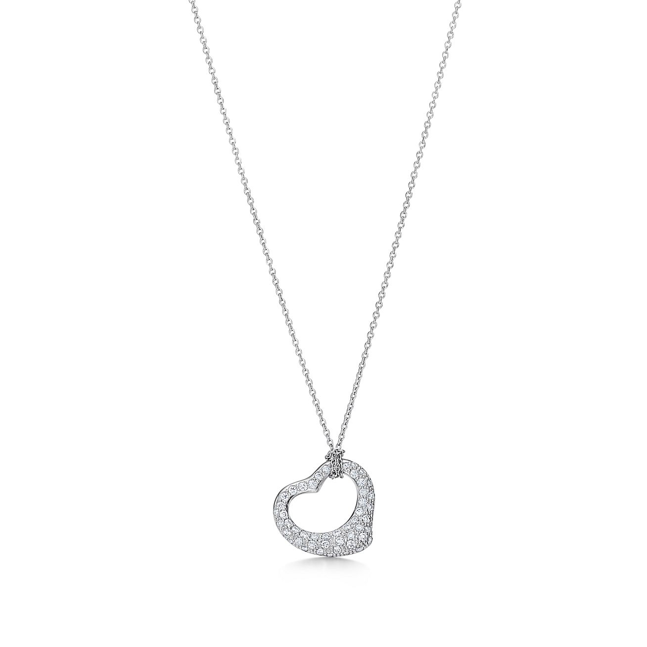 Tiffany & Co. Elsa Peretti  Open Heart Pendant in in Platinum