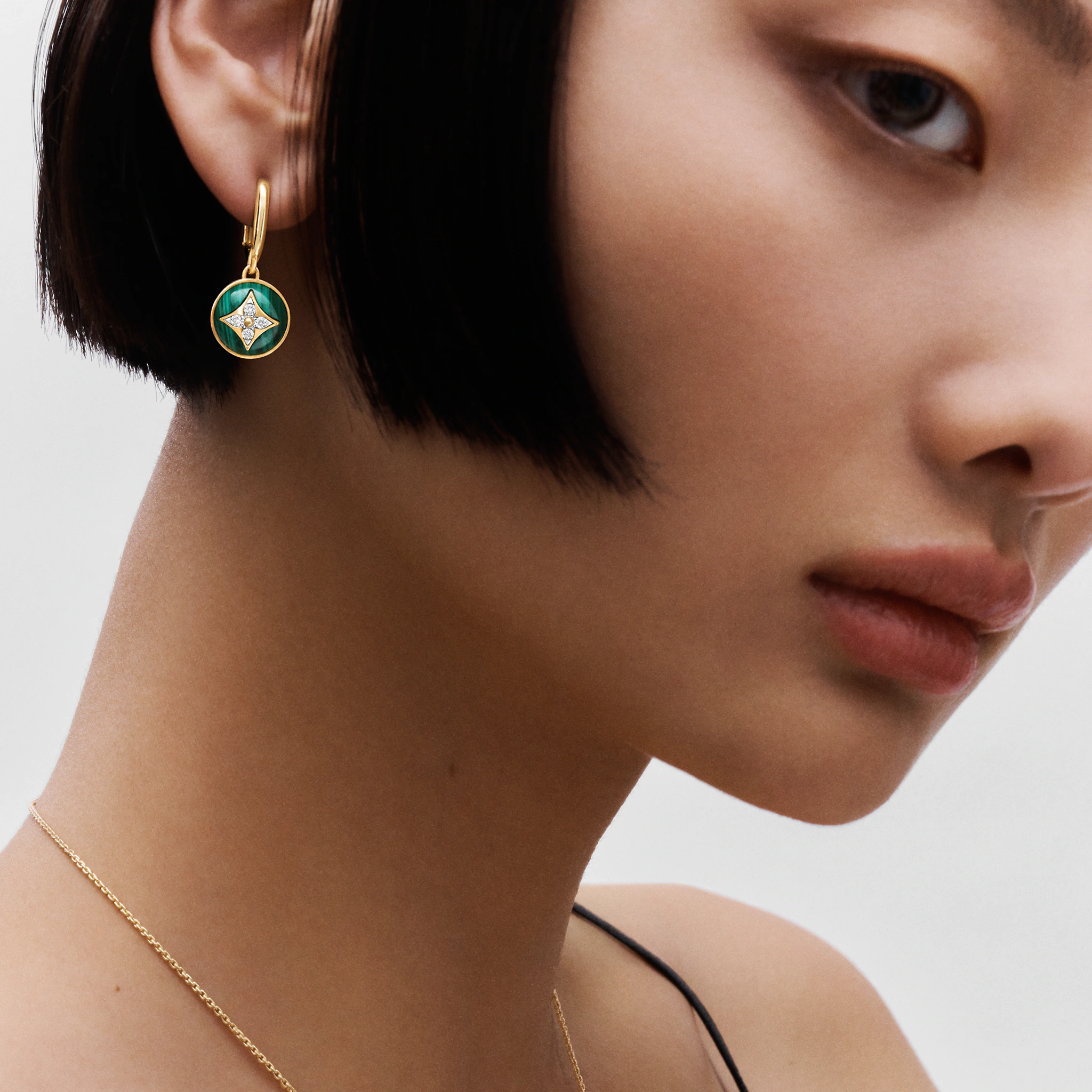 Louis Vuitton B Blossom Earrings, Yellow Gold, White Gold, Malachite And Diamonds