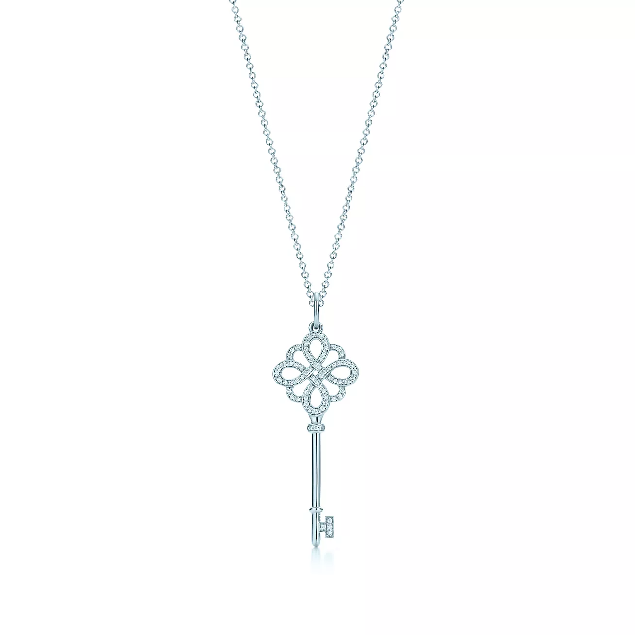 Tiffany & Co. Keys knot key pendant in Stainless steel and gold plating white gold with diamonds