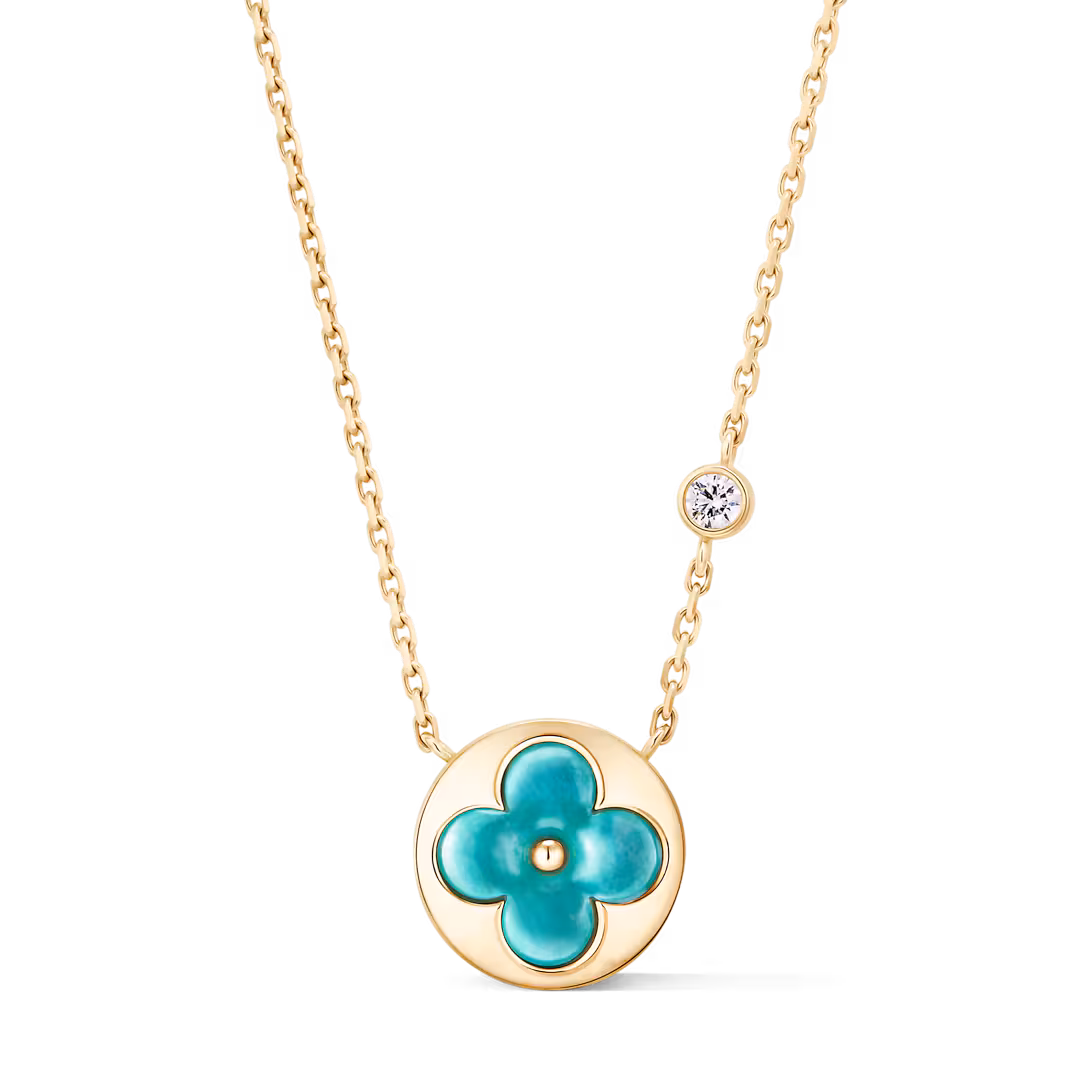 Louis Vuitton Color Blossom BB Sun Pendant, Yellow Gold, Amazonite and Diamond Q03793