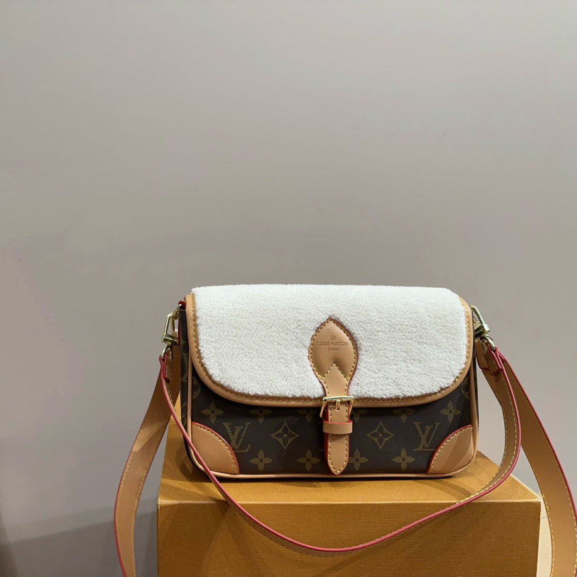 Canvas Shearling Cozygram Diane Shoulder Bag
