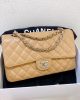 CHANEL Dark Beige Caviar Medium Classic Double Flap Bag