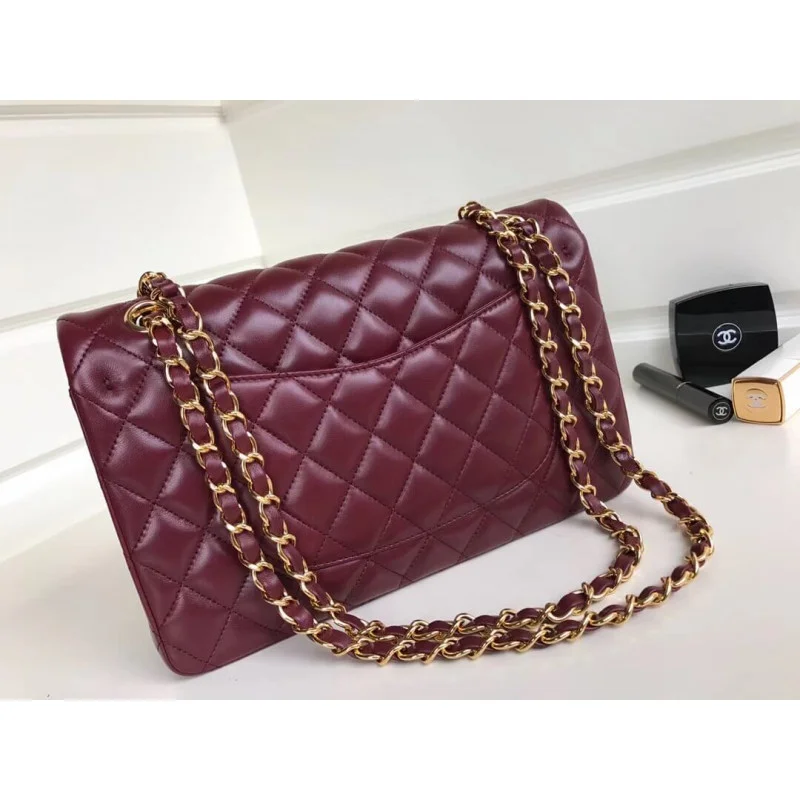 Chanel 1112 Burgundy Medium Size 2.55 Lambskin Leather Flap Bag