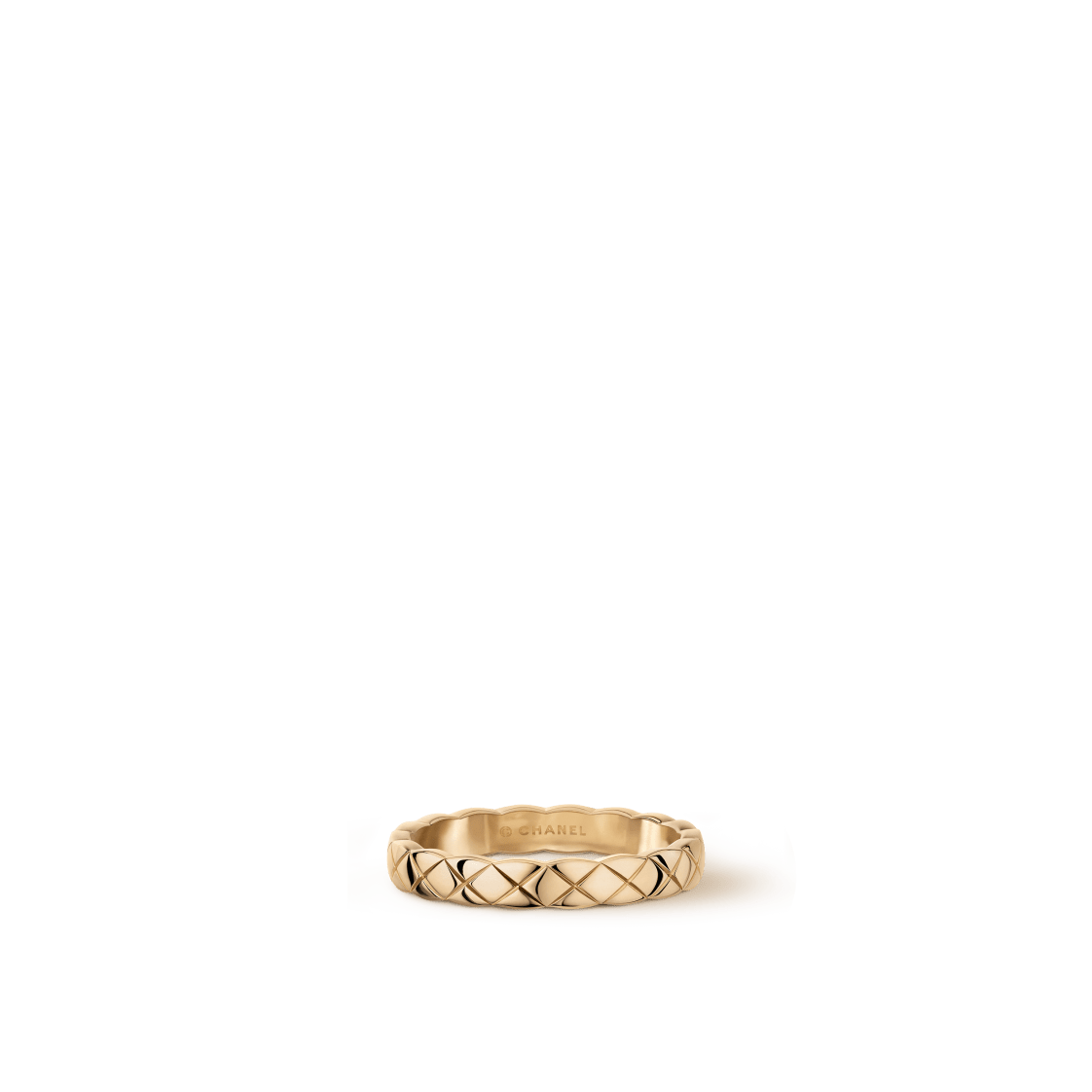 COCO CRUSH RING Quilted motif, mini version, Stainless steel and gold plating BEIGE GOLD