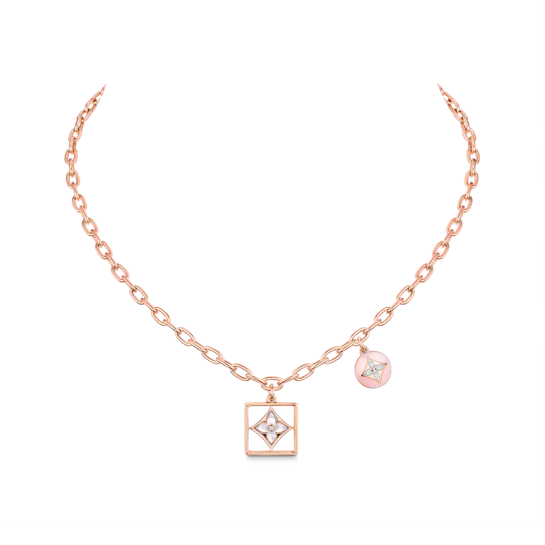 Louis Vuitton B Blossom Necklace, Pink Gold, White Gold, Pink Opal, White Mother-Of-Pearl And Diamonds