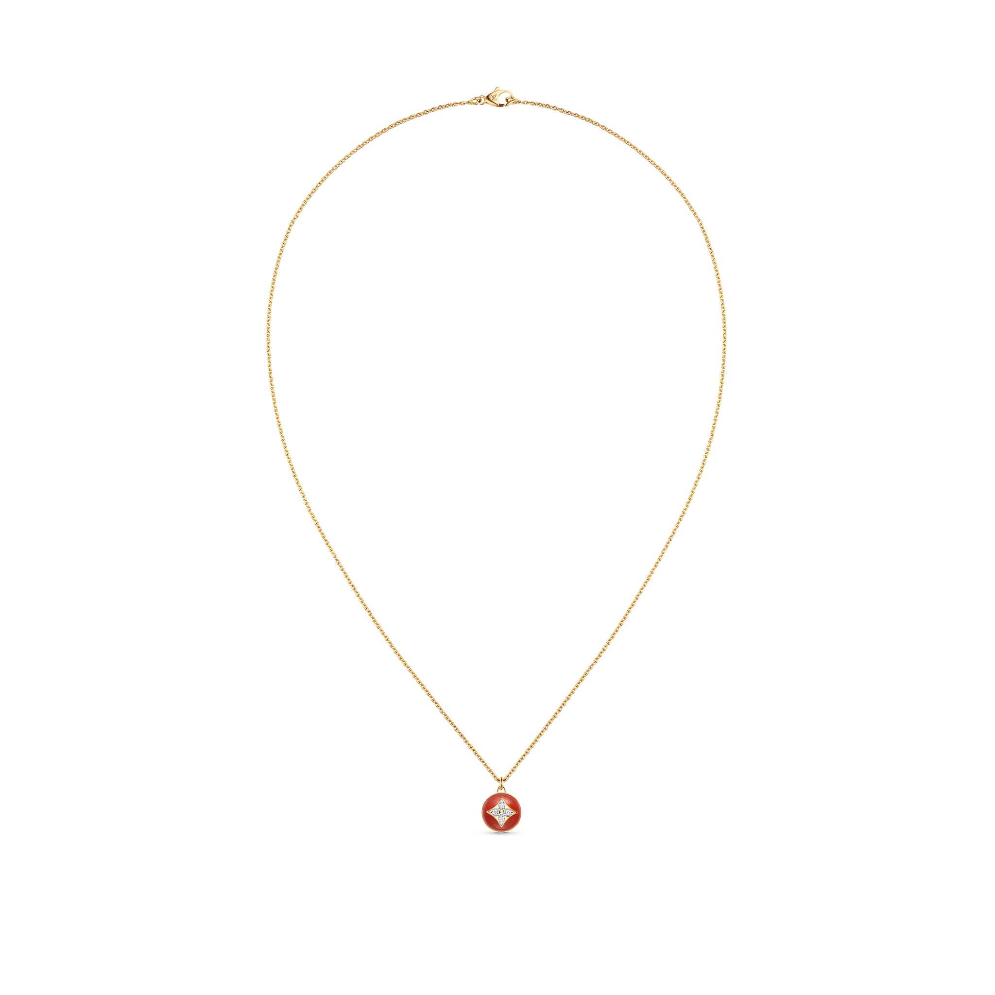 Louis Vuitton B Blossom Pendant, Yellow Gold, White Gold, Cornelian And Diamonds