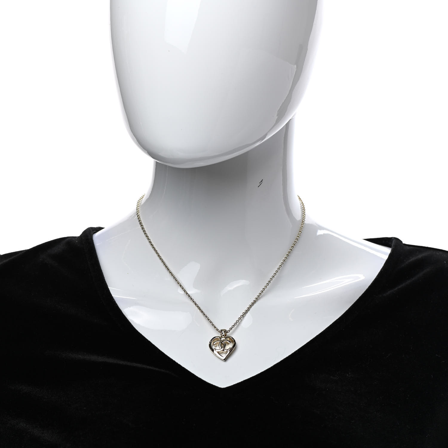 Double C Heart Chain Pendant Necklace Gold