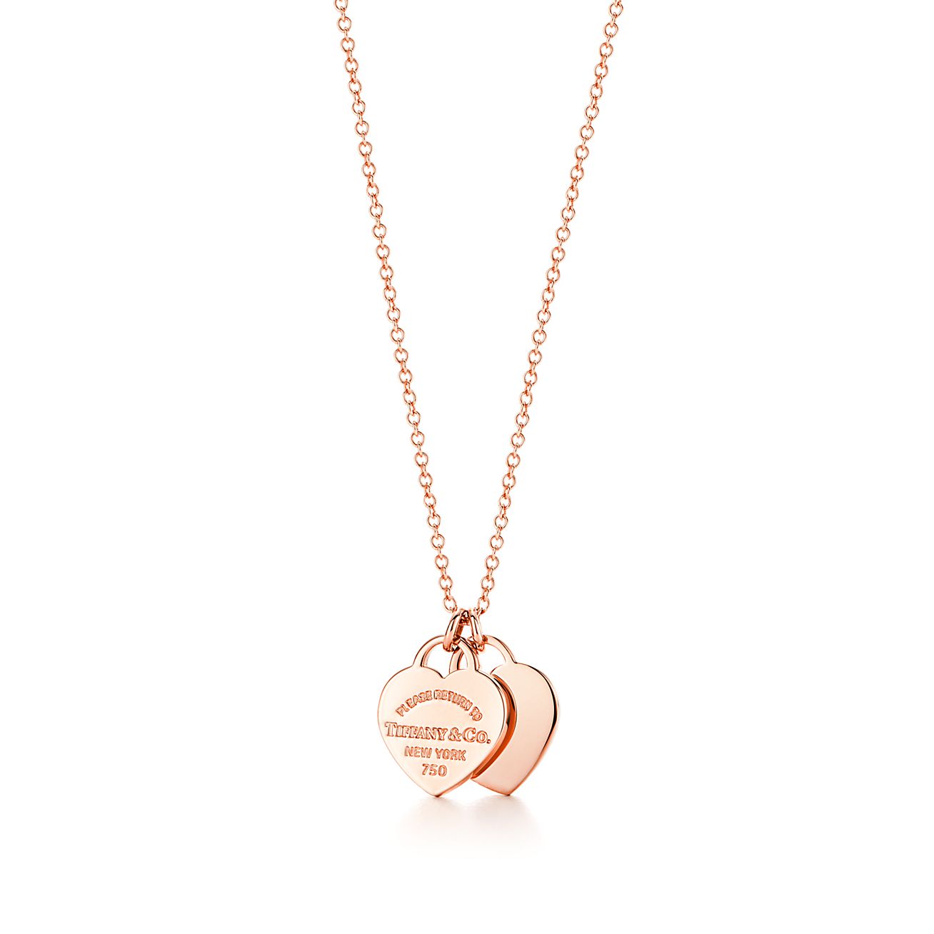 Tiffany & Co. Return to  Double Heart Tag Pendant in Rose Gold, Mini