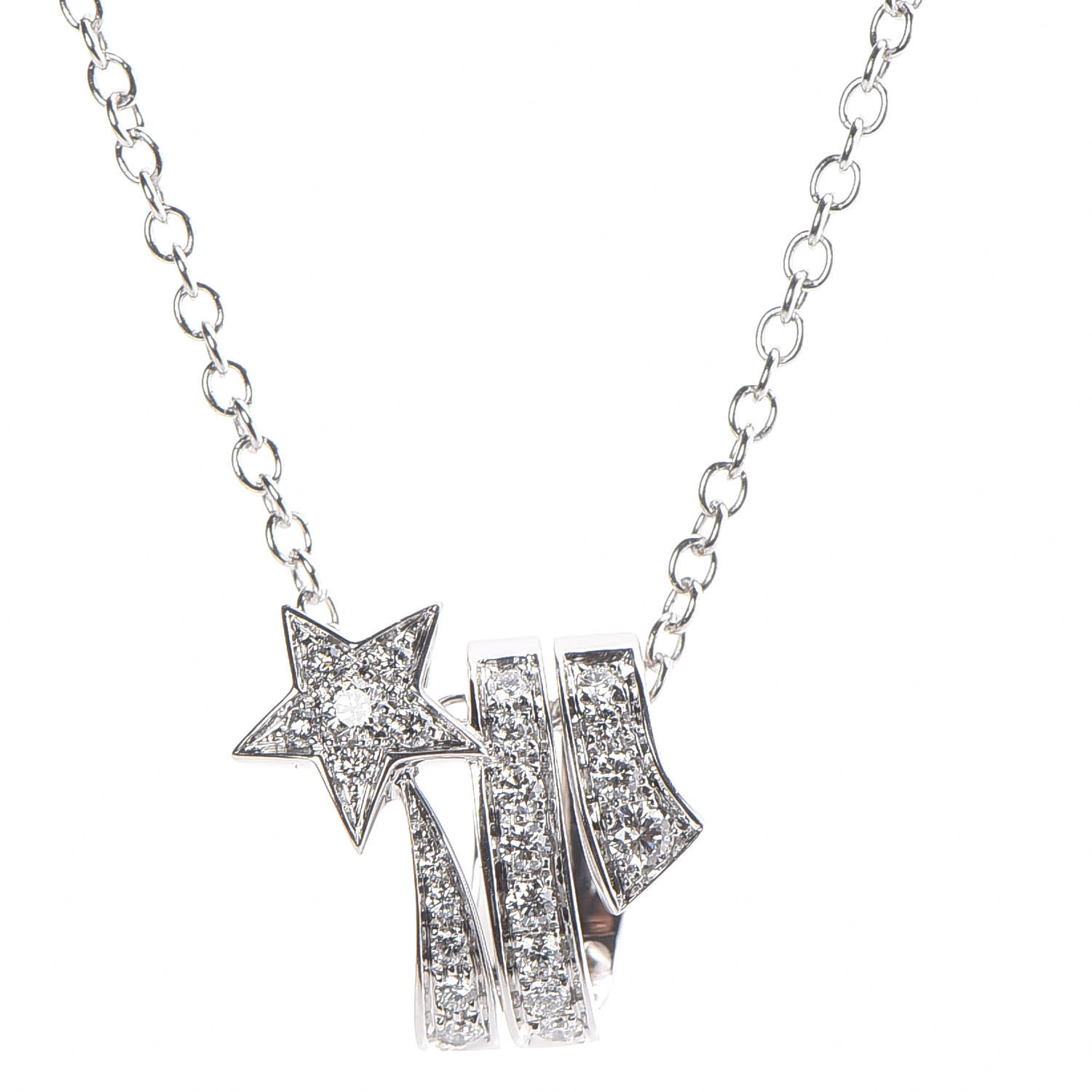 Stainless steel and gold plating White Gold Diamond Etoile Filante Pendant Necklace