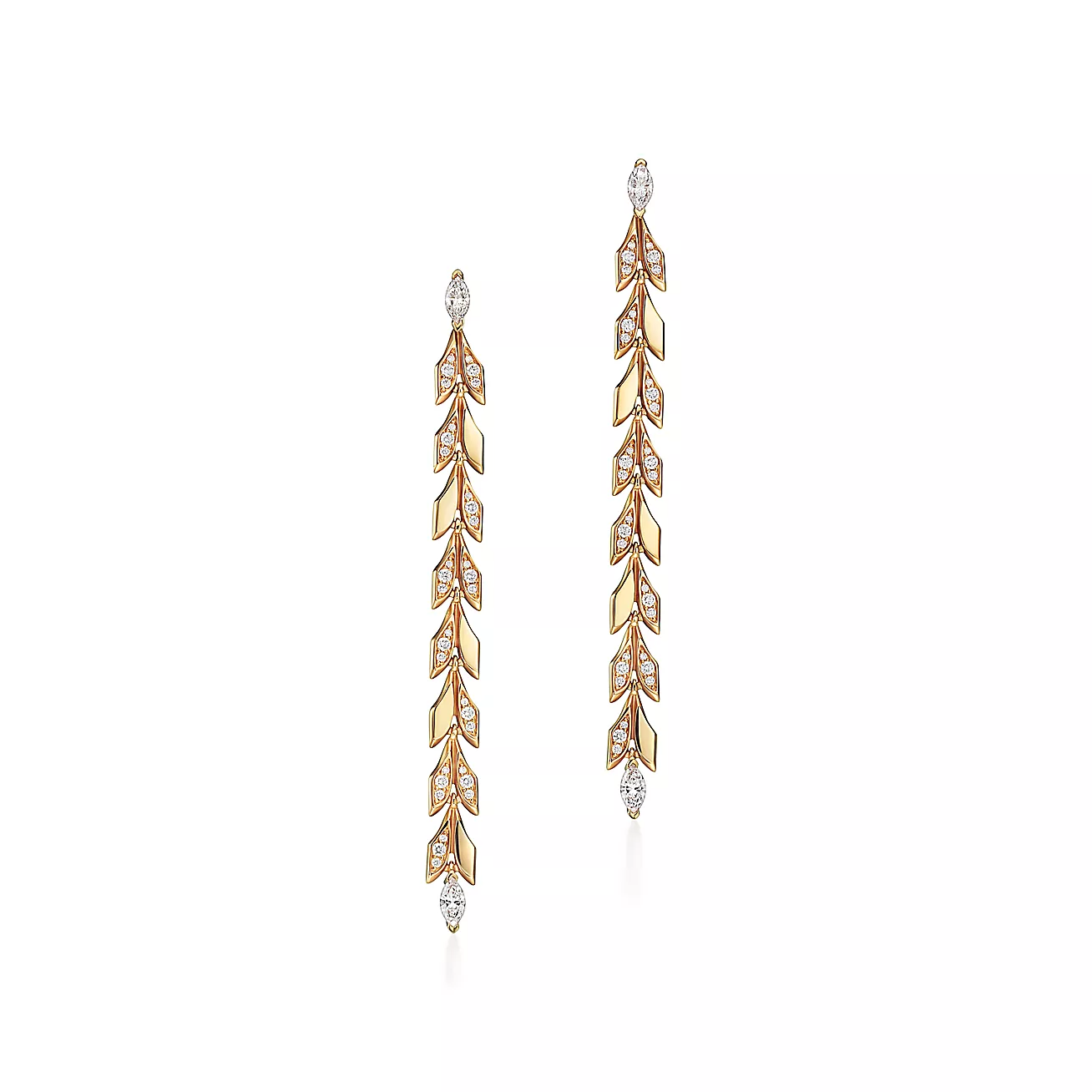 Tiffany & Co. Victoria Vine Drop Earrings in Yellow Gold with Diamonds