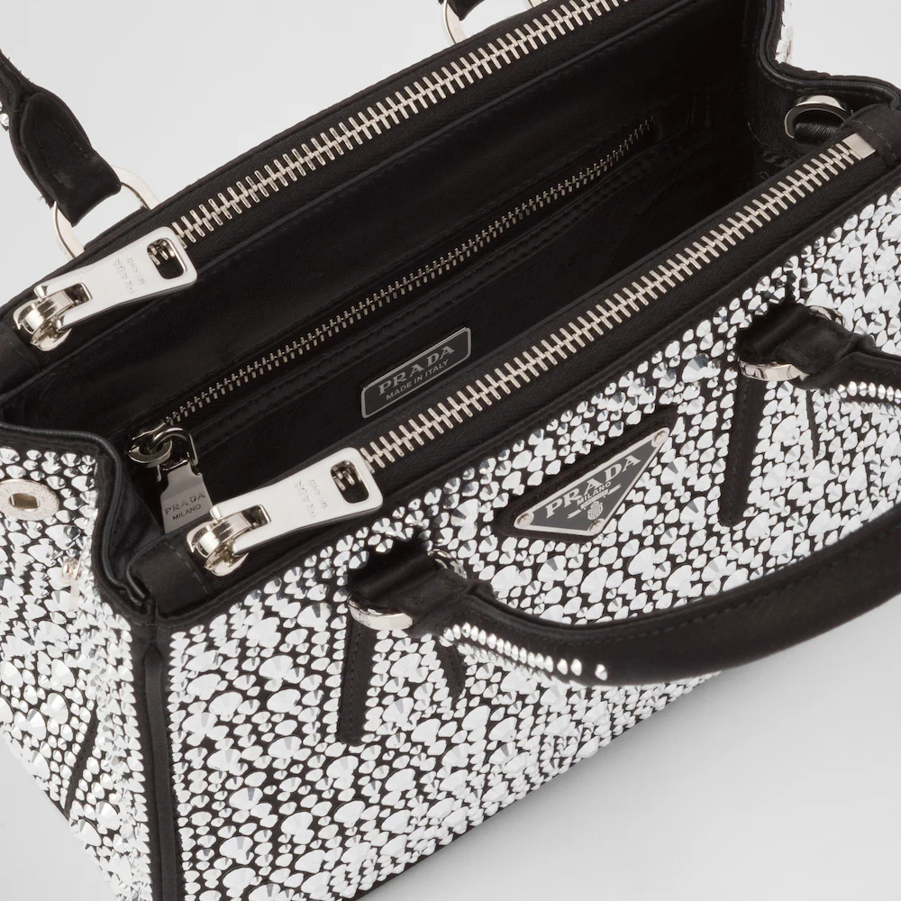 Galleria satin mini-bag with crystals