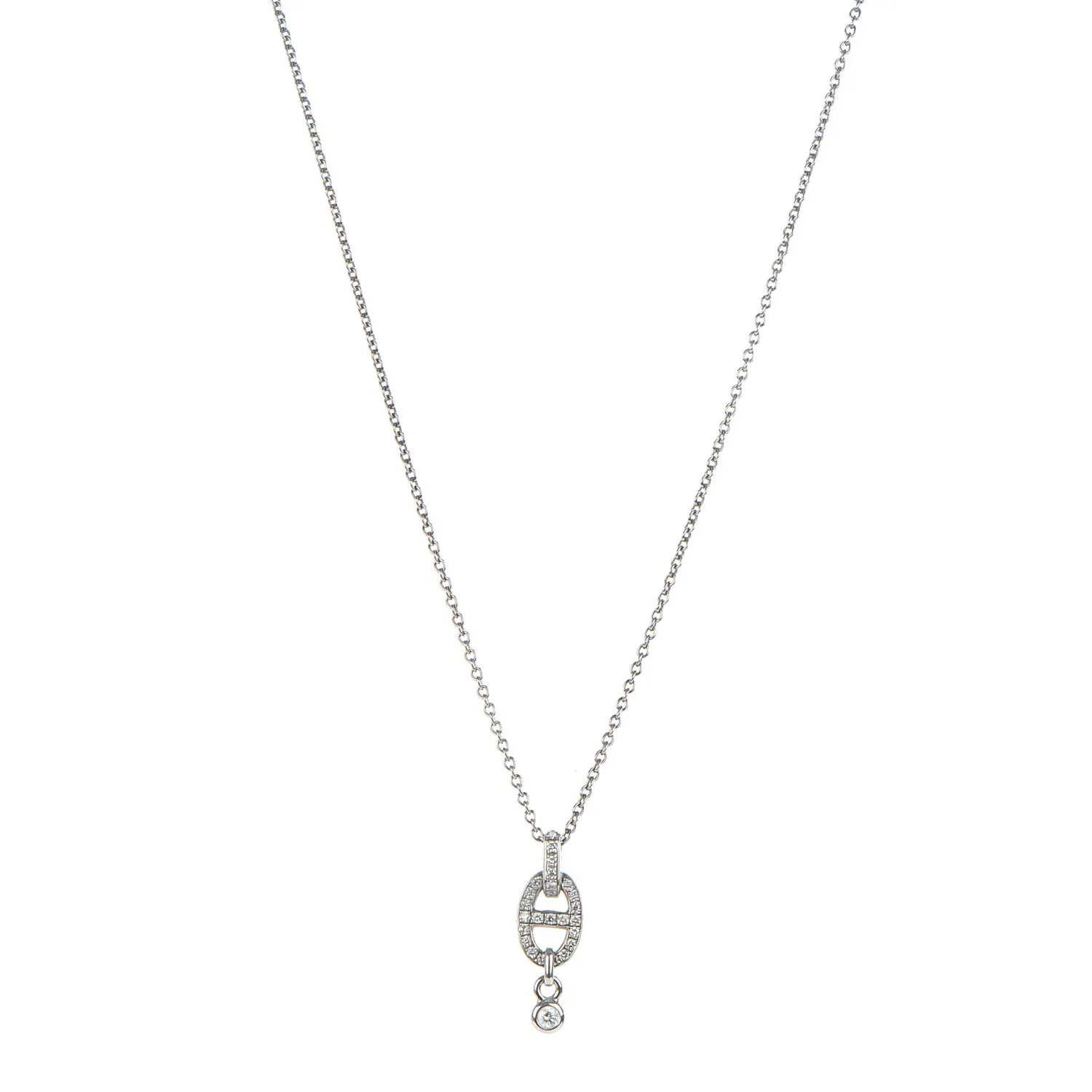 Hermes Stainless steel and gold plating White Gold Diamond PM Chaine d'Ancre Enchainee Necklace