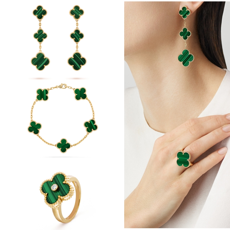 Alhambra Trio Set - Magic Earrings, Vintage Bracelet, and Vintage Ring