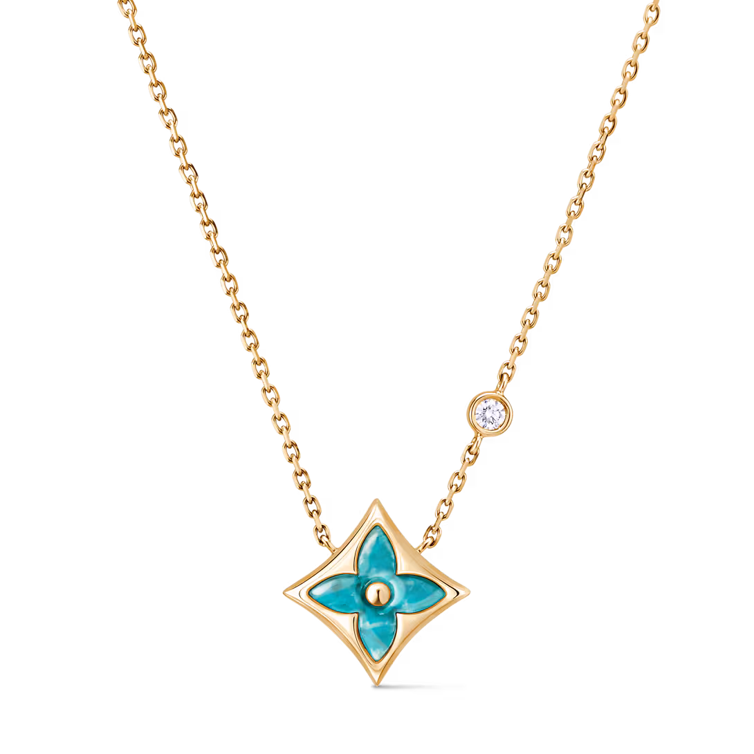 Louis Vuitton Color Blossom BB Star Pendant, Yellow Gold, Amazonite and Diamond Q03276
