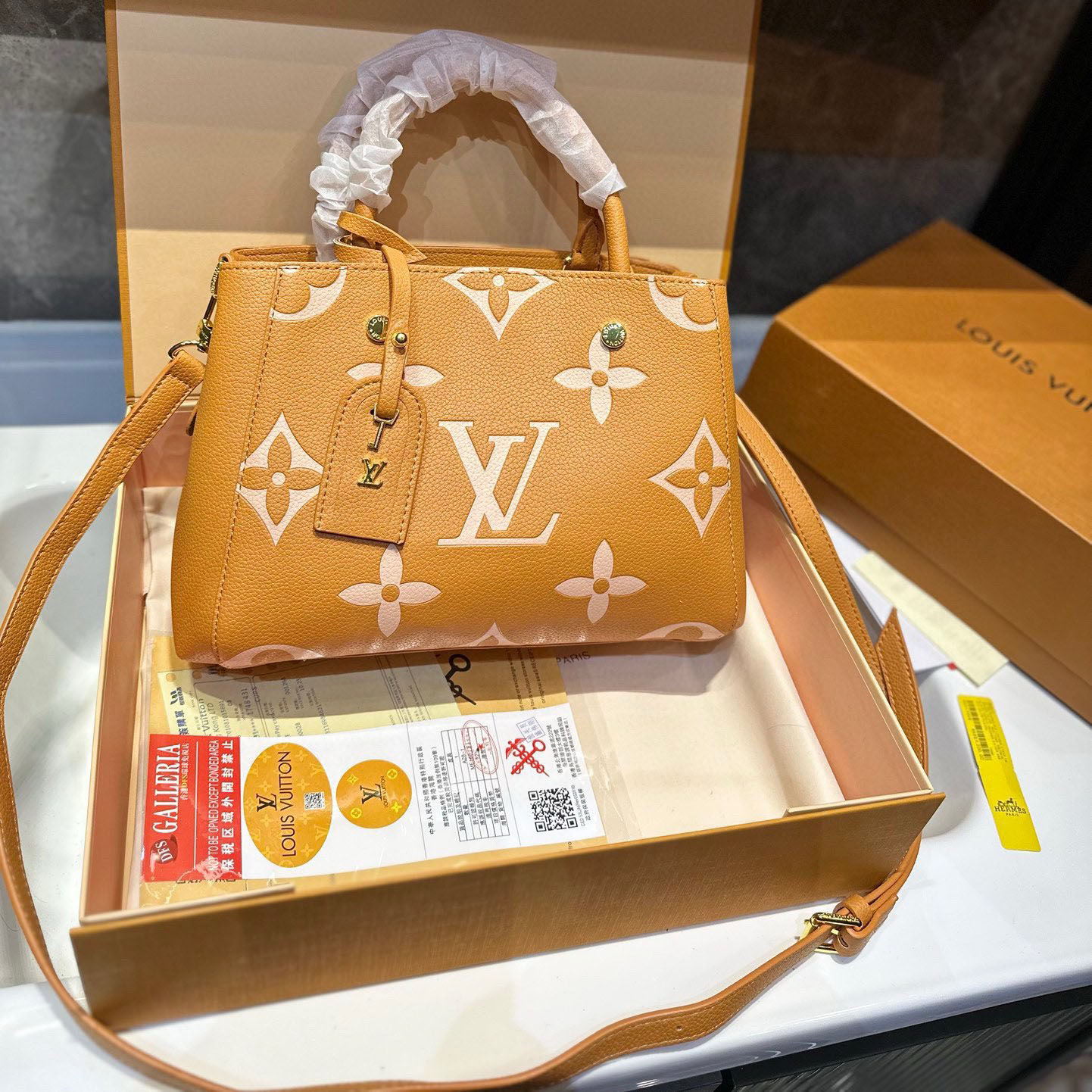 Bicolor Monogram Emplant Shoulder Bag