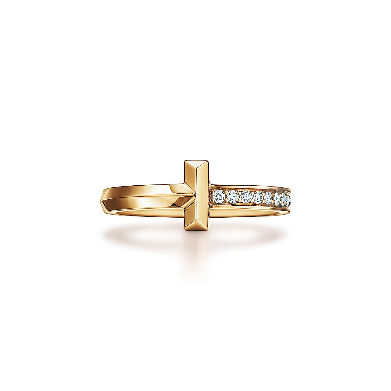 Tiffany & Co. T T1 Ring in Yellow Gold with Diamonds, 2.5 mm Wide