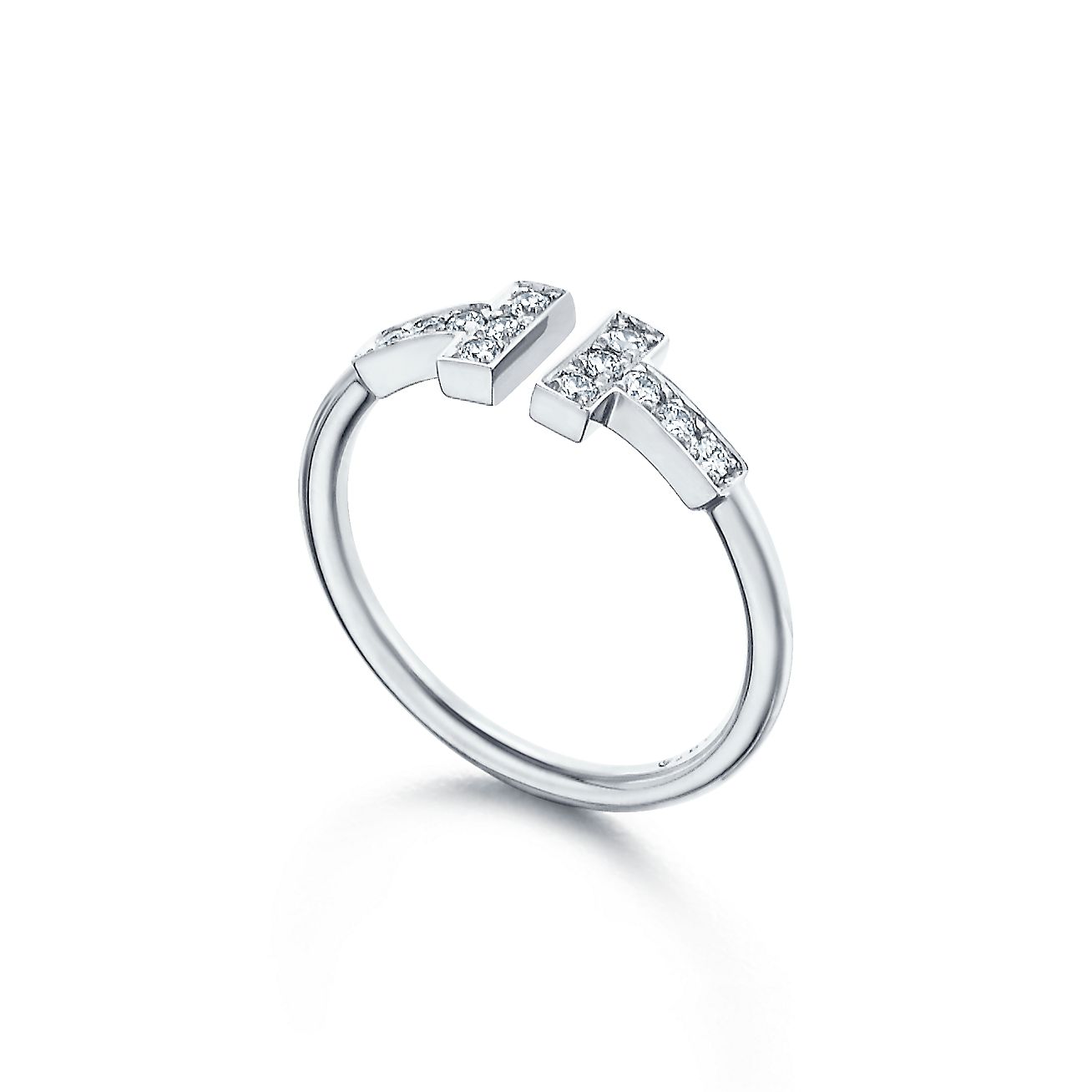 Tiffany & Co. T Diamond Wire Ring in Stainless steel and gold plating White Gold