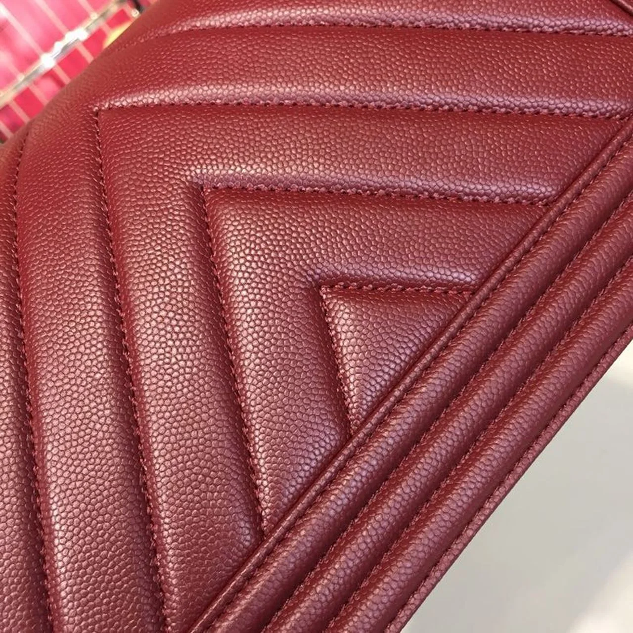 Chanel Boy Handbag Gold Toned Hardware Burgundy For Women, Women’s Bags, Shoulder And Crossbody Bags 9.8in/25cm A67086