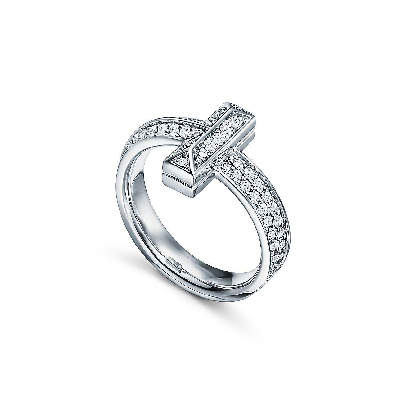 Tiffany & Co. T T1 Ring in White Gold with Diamonds, 4.5 mm Wide