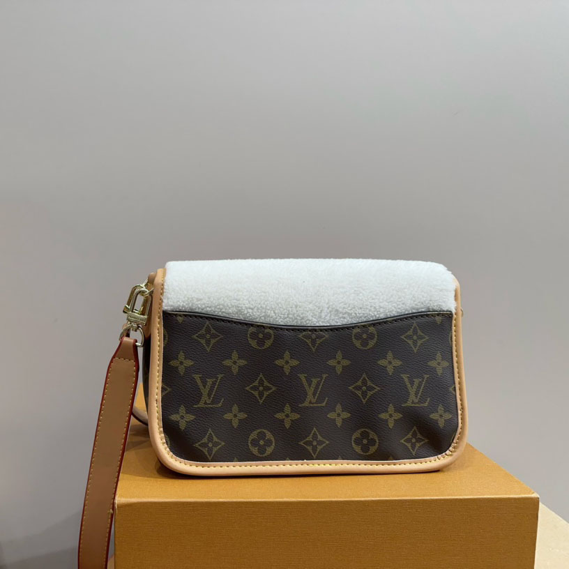 Canvas Shearling Cozygram Diane Shoulder Bag