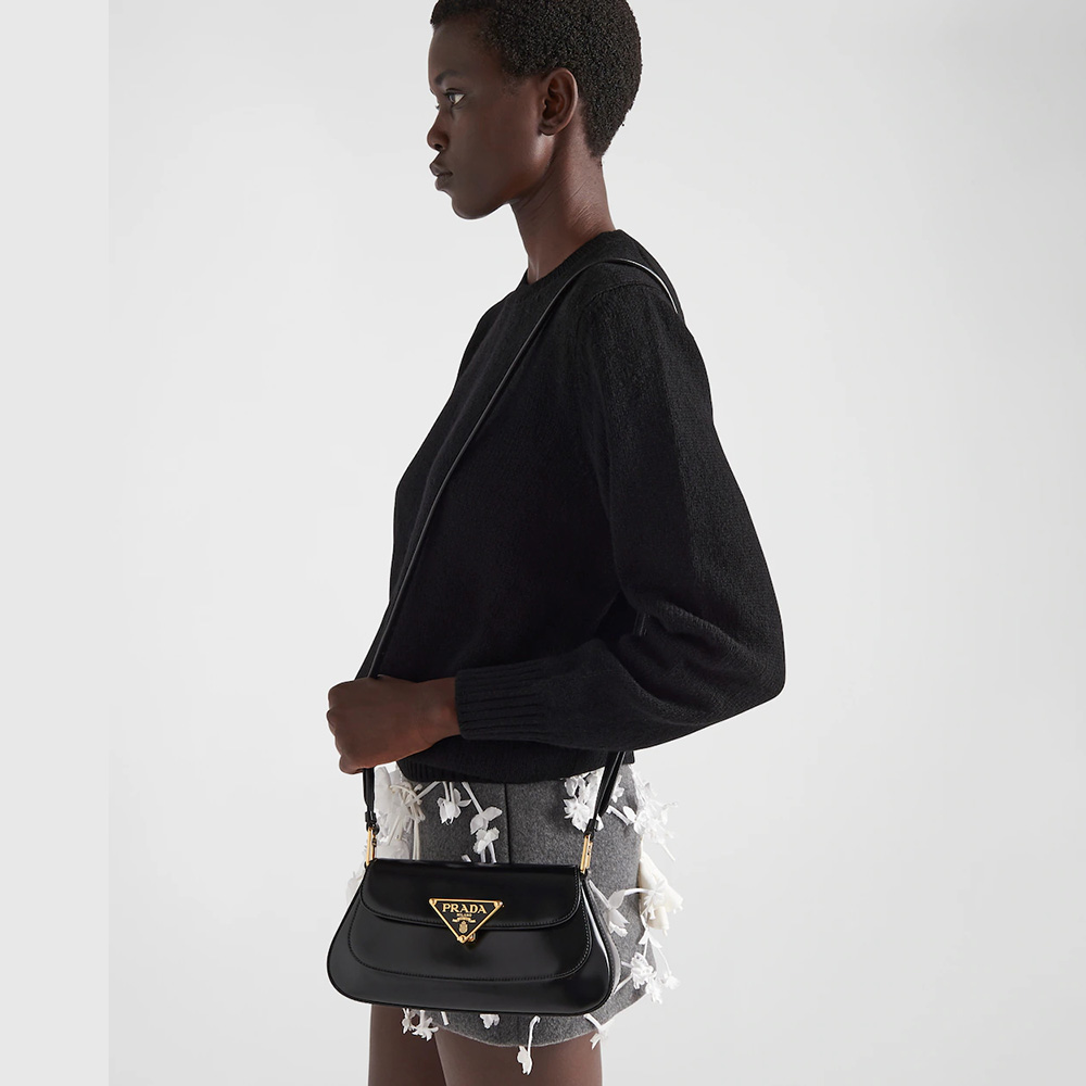 Brushed leather shoulder bag