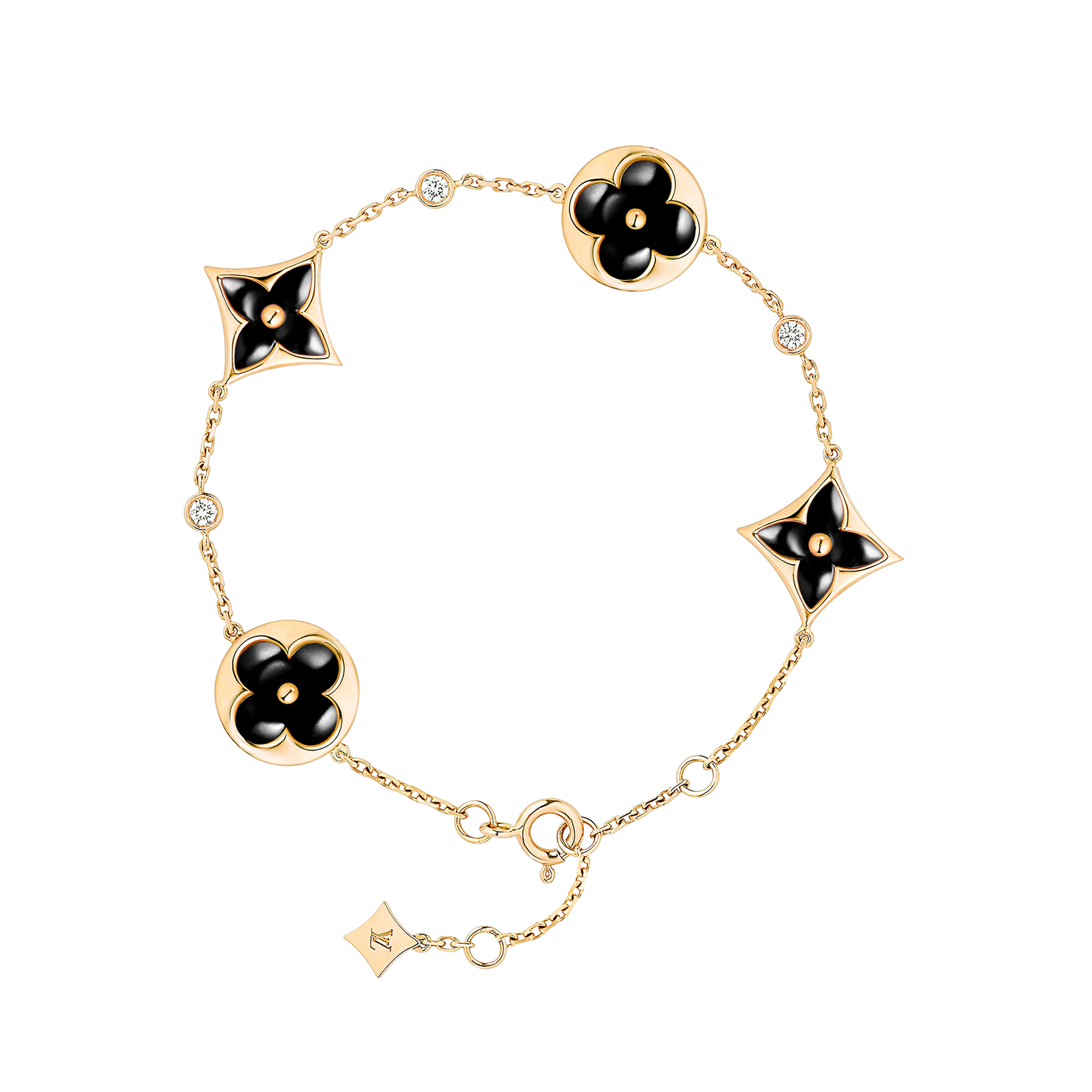 Louis Vuitton Color Blossom BB Multi-Motif Bracelet, Yellow Gold, Onyx And Diamonds