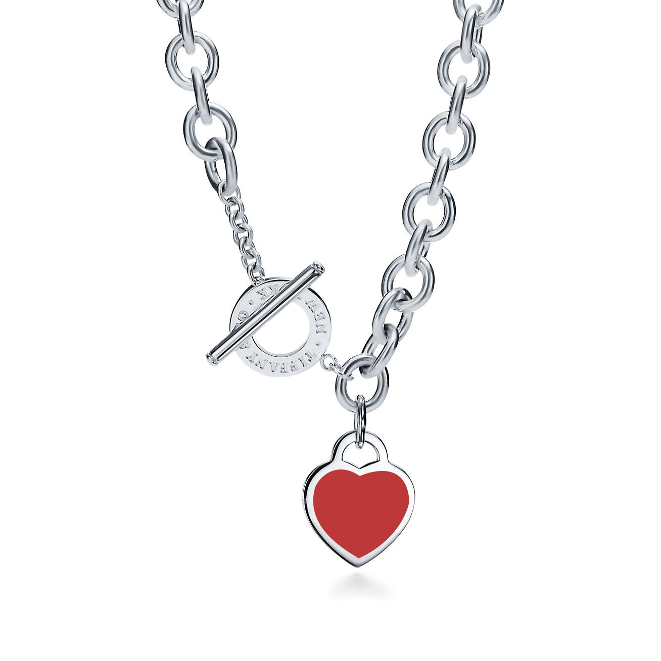Tiffany & Co. Return to  Heart Tag Toggle Red Necklace in Silver