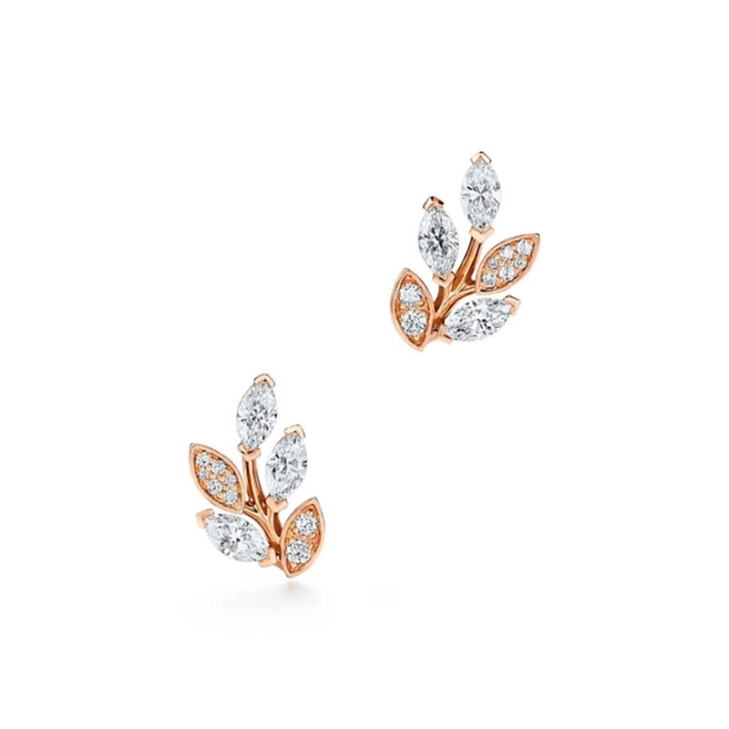Tiffany & Co. VictoriaTM Diamond Branch Earrings in Stainless steel and gold plating Rose Gold