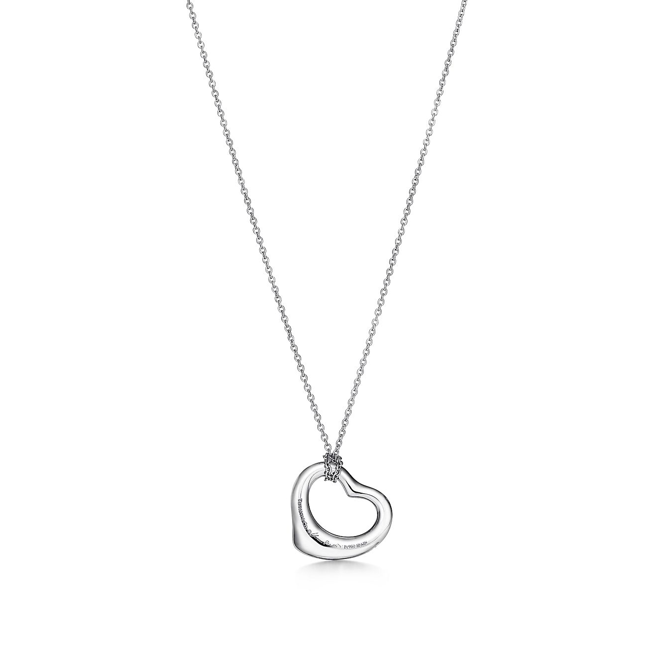 Tiffany & Co. Elsa Peretti  Open Heart Pendant in in Platinum