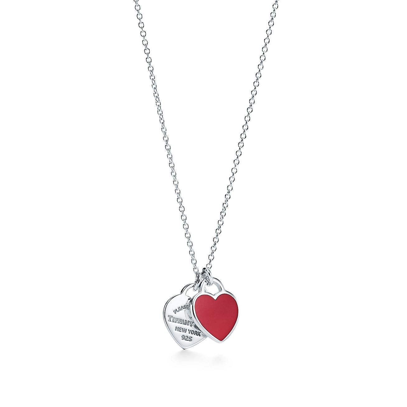 Tiffany & Co. Return to  Red Double Heart Tag Pendant in Silver, Small