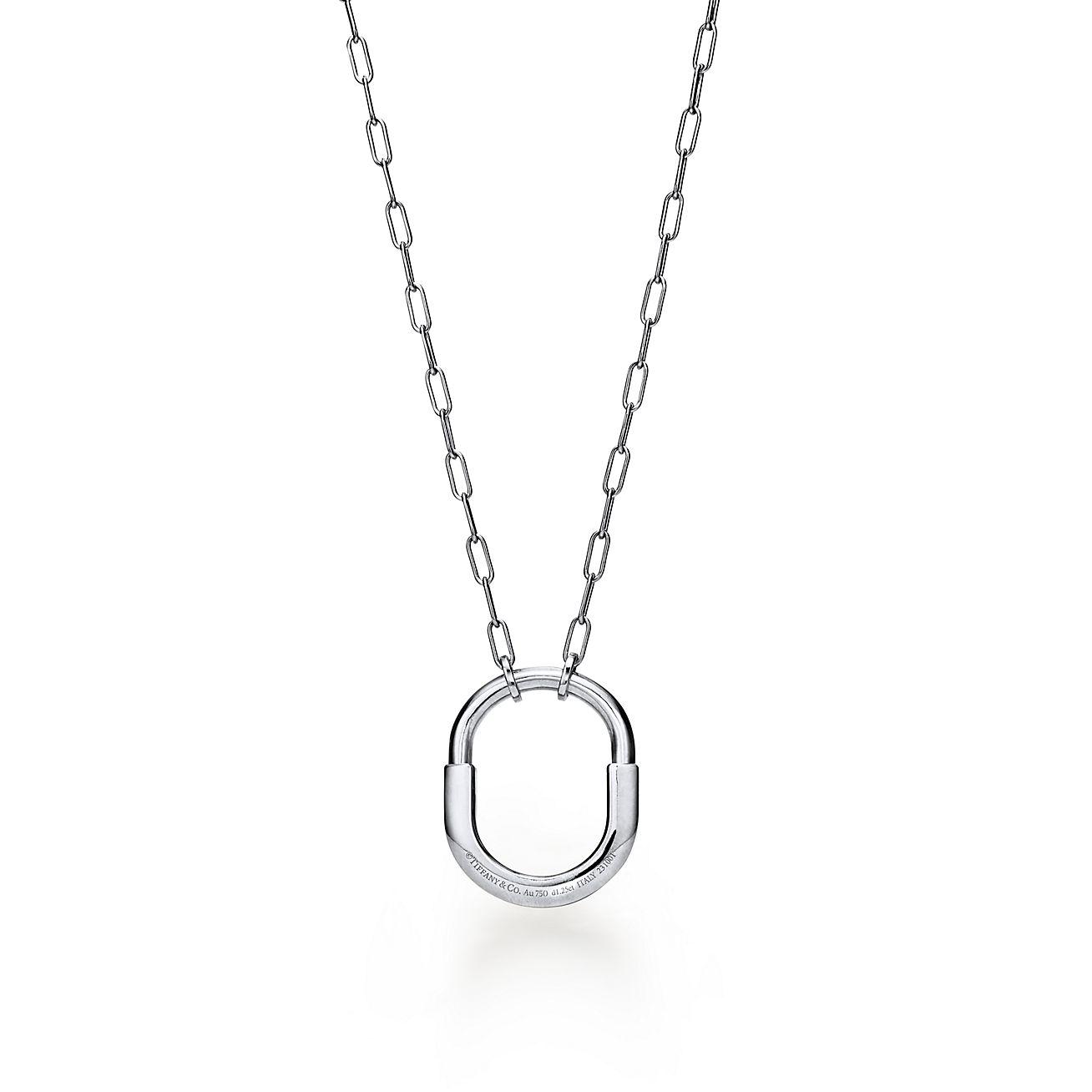 Tiffany & Co. Lock Pendant in White Gold with Pave Diamonds, Medium