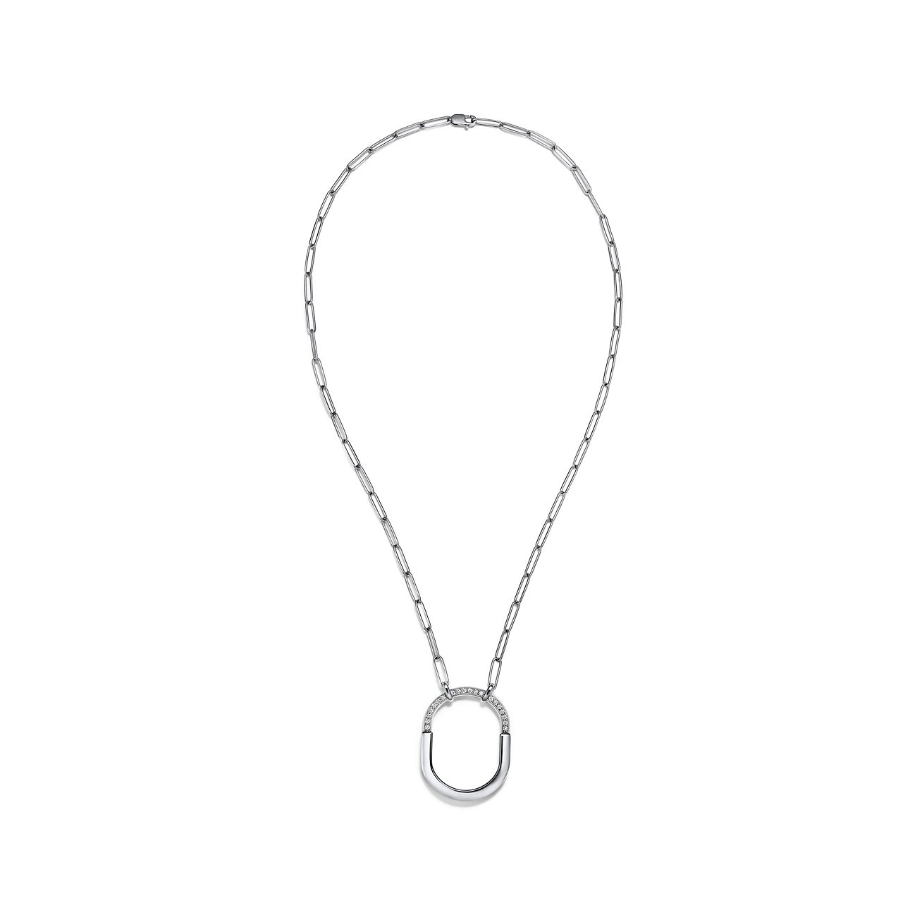 Tiffany & Co. Lock Pendant in White Gold with Diamonds, Large