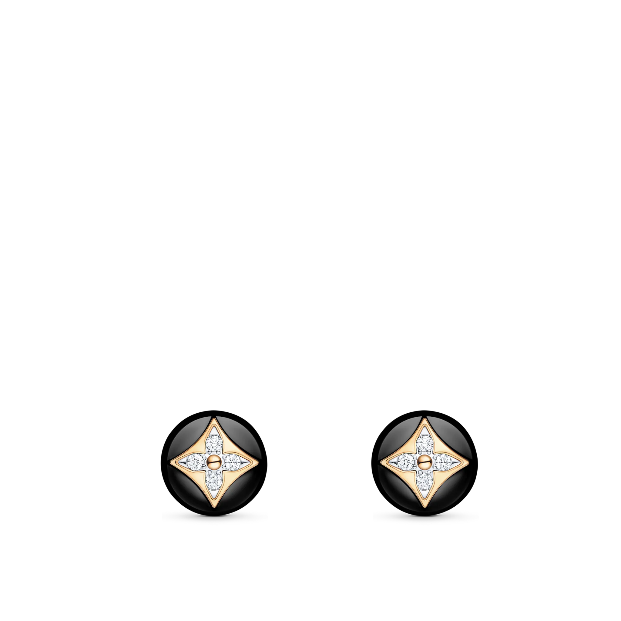 Louis Vuitton B Blossom Studs, Yellow Gold, White Gold, Onyx And Diamonds